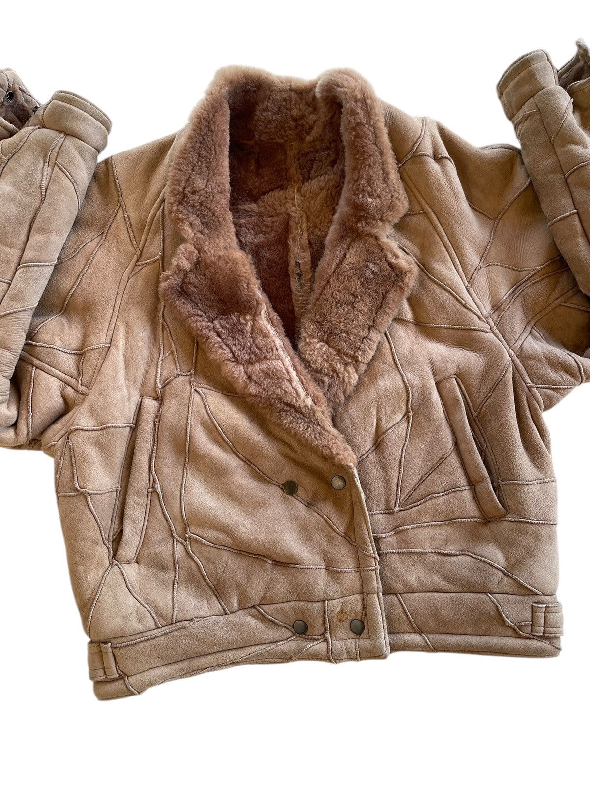 Vintage Patchwork Sheepskin Fur Cropped Jacket Size US M / EU 48-50 / 2 - 14 Thumbnail