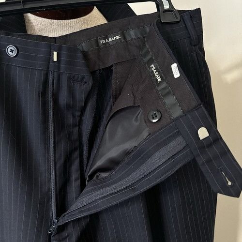 Jos. A. Bank Jos. A. Bank Mens 44L Navy Striped 100% Wool 2 Piece Suit Wi Size 44L - 21 Thumbnail
