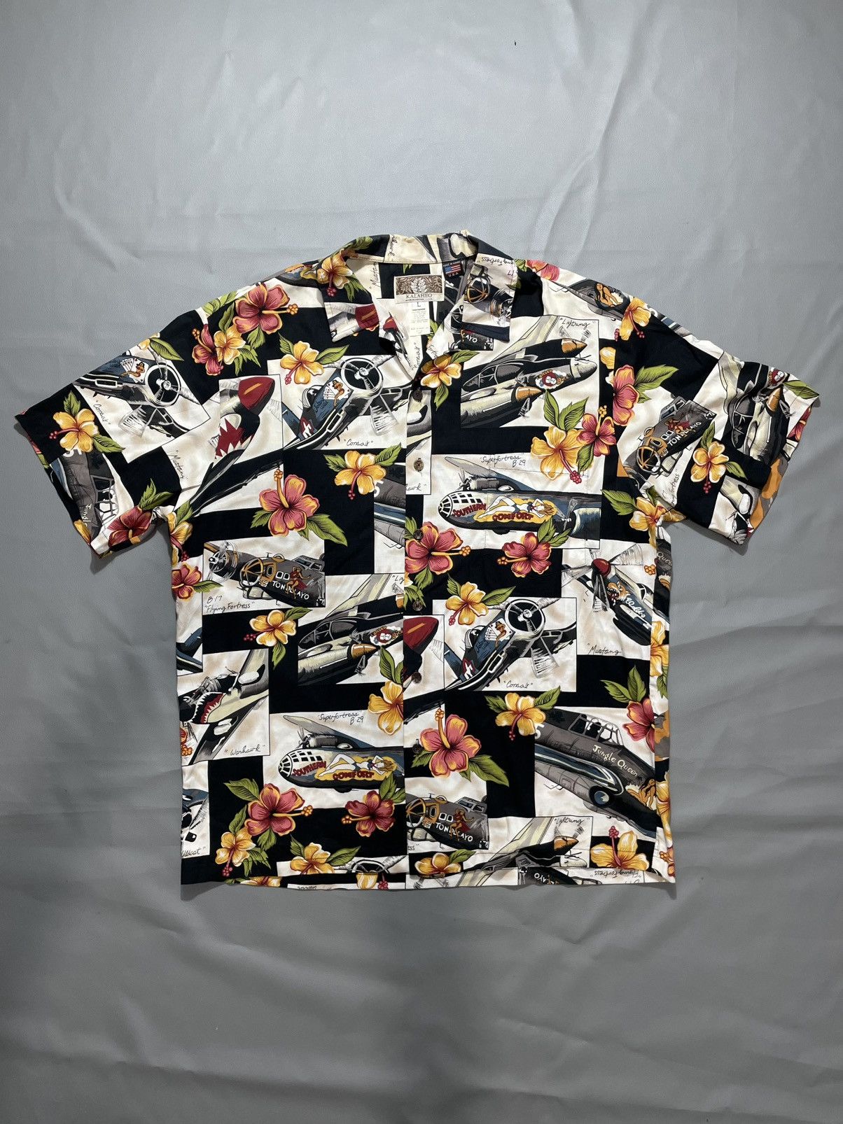 Vintage Vintage Hawaiian Shirt Military War Fly Naked Girl pattern Size US L / EU 52-54 / 3 - 1 Thumbnail