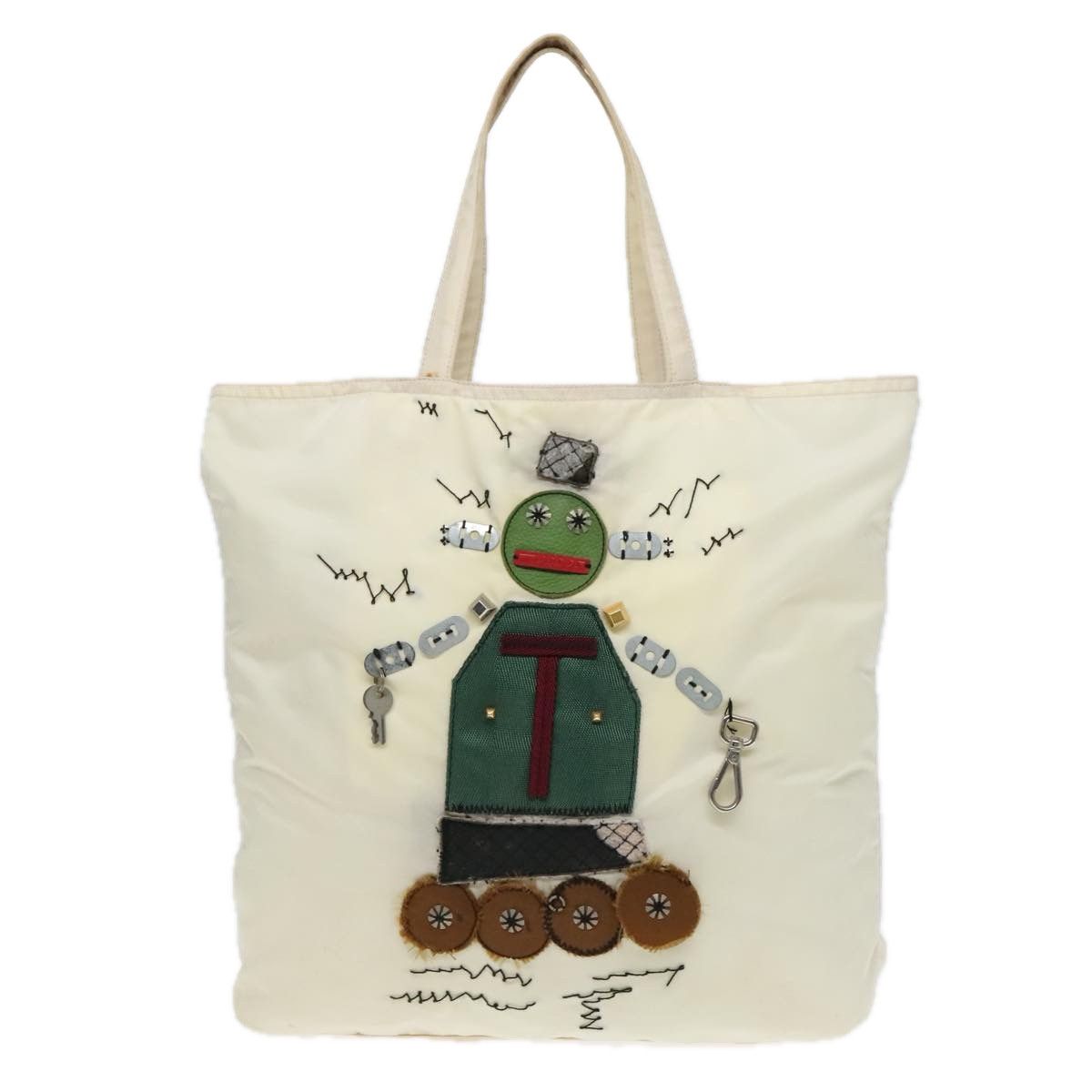 Prada Robot White Canvas Tote Bag (Pre-Owned) Size ONE SIZE - 1 Thumbnail