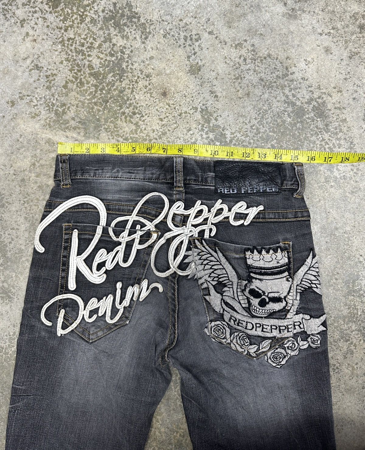 Ed Hardy × Japanese Brand Red Pepper distressed Denim Rare Design Size US 31 - 18 Thumbnail