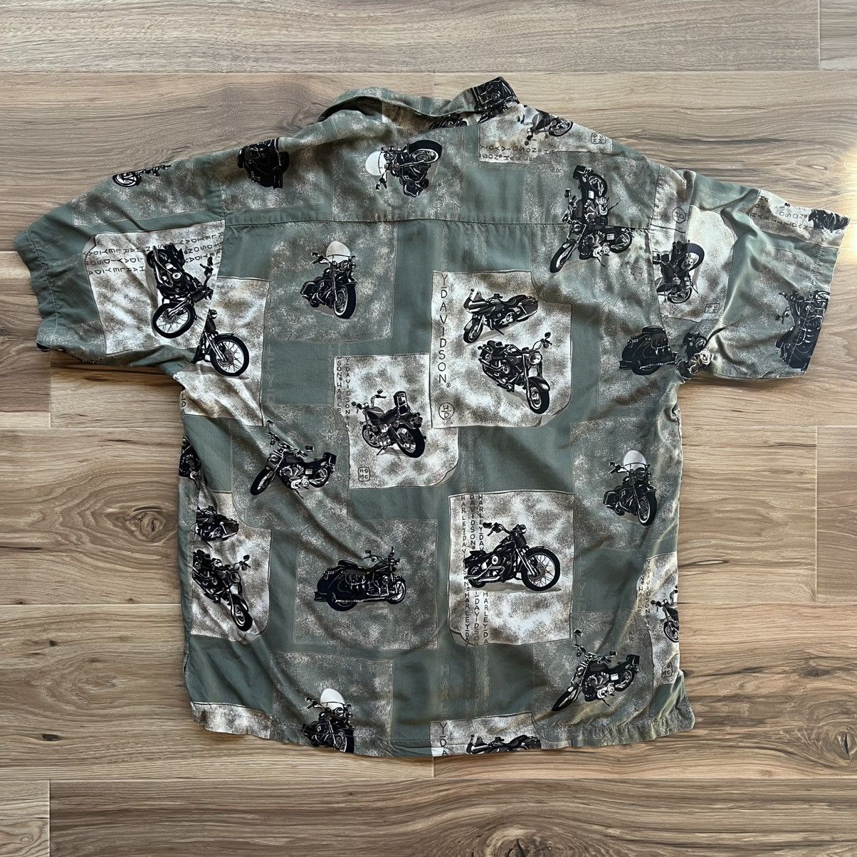 Harley Davidson Harley Davidson XL Button Down Hawaiian Shirt Green Size US XL / EU 56 / 4 - 3 Thumbnail