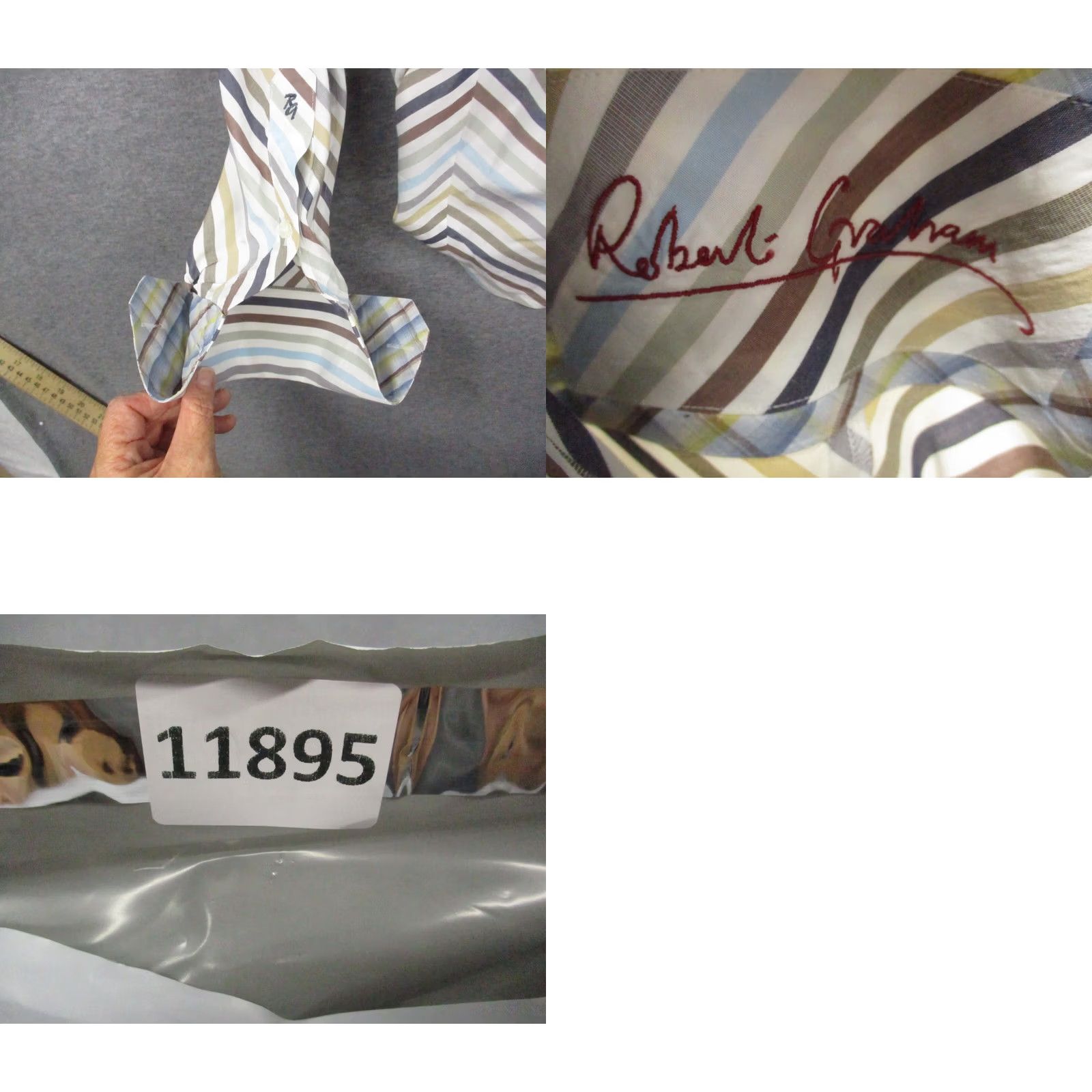 Robert Graham Robert Graham Dress Shirt Mens XL Striped Cotton Button-Up Size 46R - 9 Thumbnail