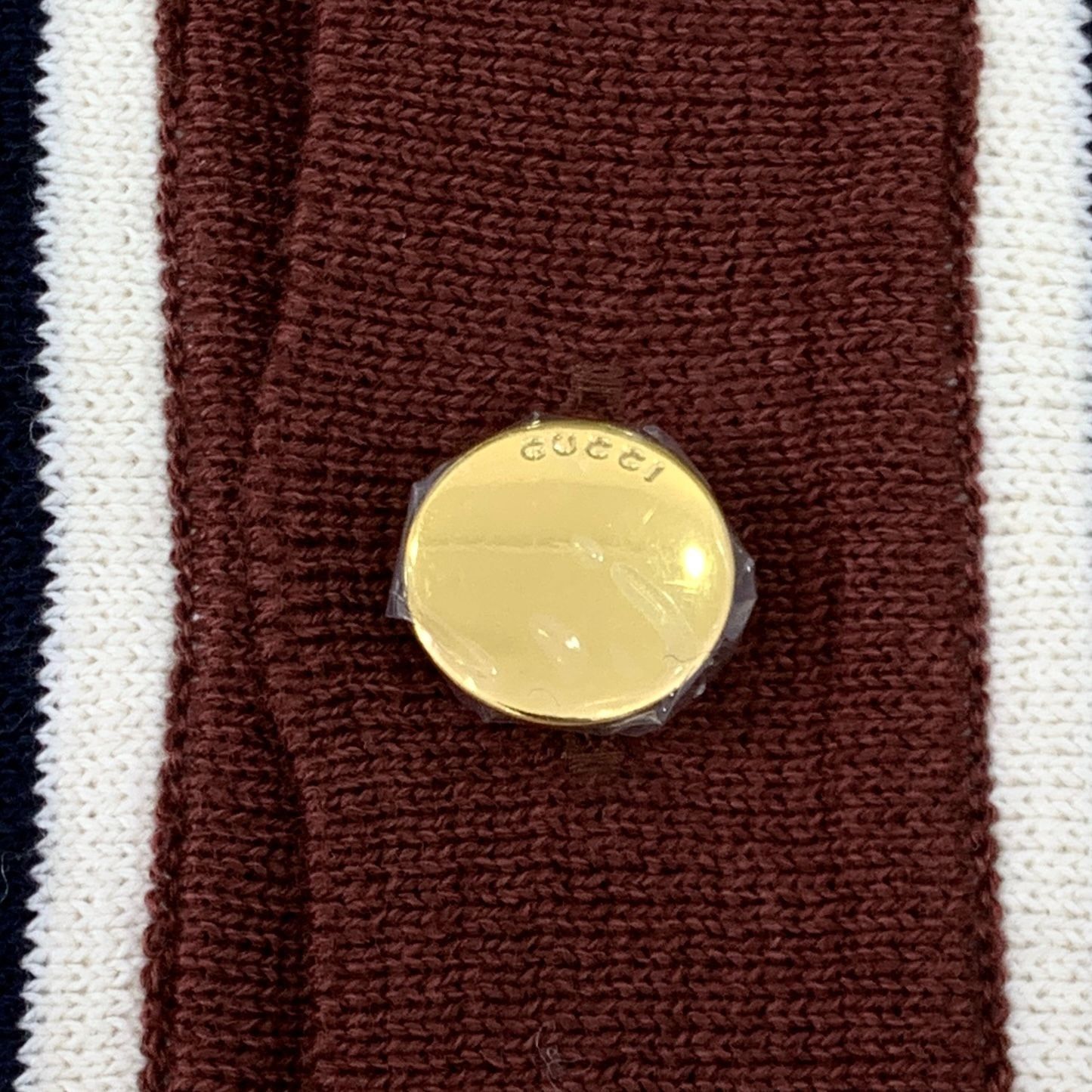 Gucci Gucci Mens Brown & Multicolor Striped Wool Cotton Blend Card Size S / US 4 / IT 40 - 7 Thumbnail