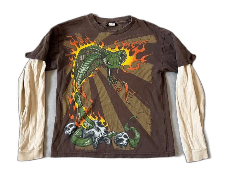 Yohji Yamamoto Vintage Printed Layered T-Shirt with Snake Design Size M / US 6-8 / IT 42-44 - 1 Thumbnail