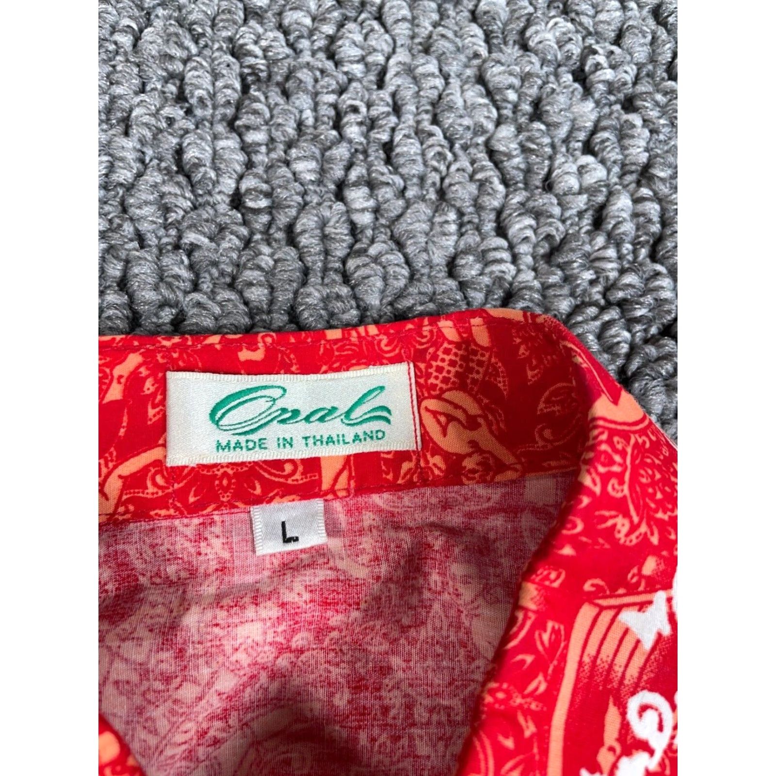 Vintage VINTAGE Ancient Japan Geometric Pattern Shirt Adult Large Red Button-Up Opal Tag Retro Mens Size US L / EU 52-54 / 3 - 3 Thumbnail