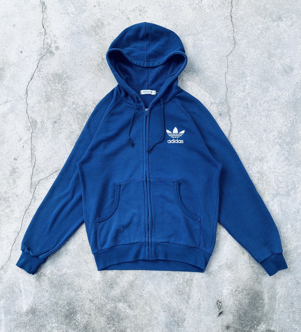 Vintage 80s Adidas Trefoil Zipper Rare Hoodie