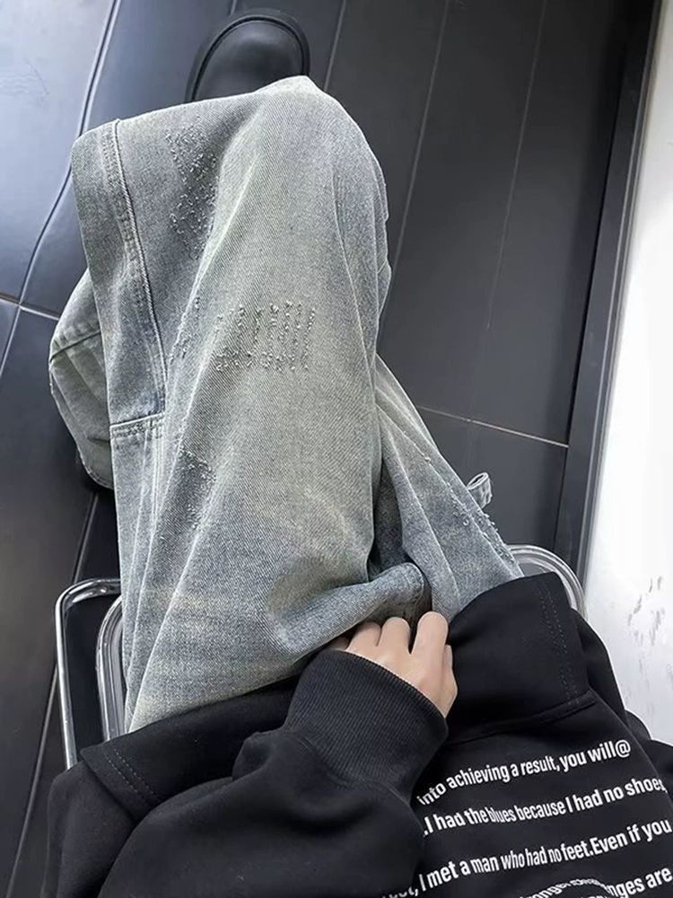 Japanese Brand American high street washed cat scratch straight jeans Size US 32 / EU 48 - 5 Thumbnail