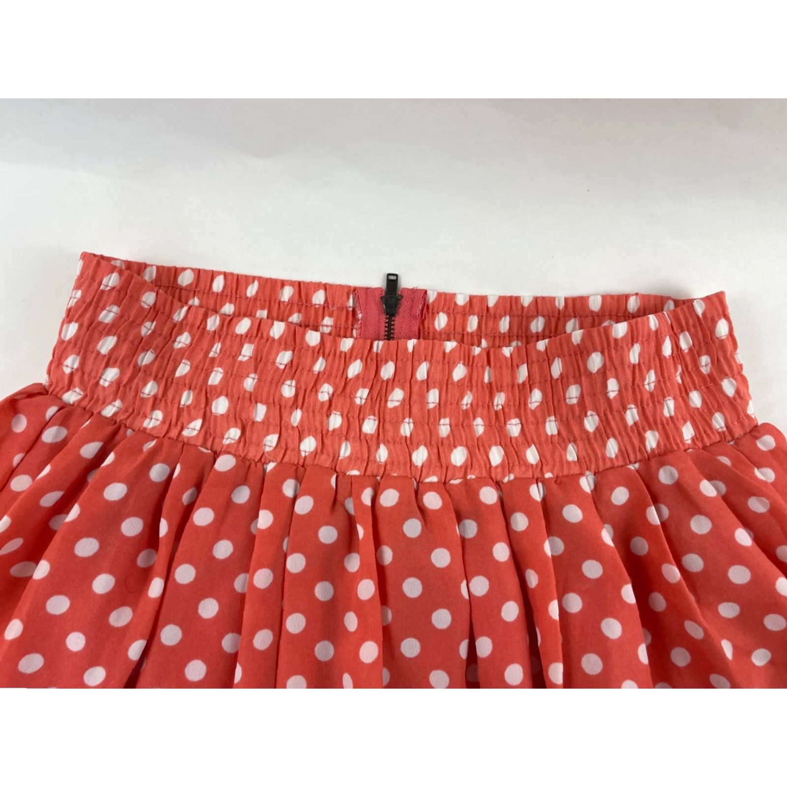 Pinko Ezra Skirt Women's Size Small Pink Coral Polka Dots A-line Short White Size 28" / US 6 / IT 42 - 3 Thumbnail