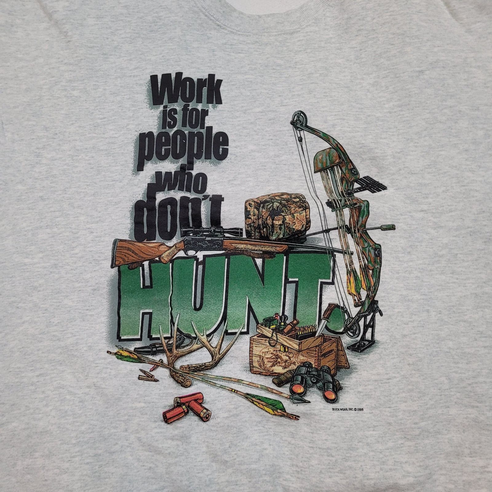 Vintage VTG 90s Buck Wear Hunting Sweatshirt Boxy Drop Shoulder XL Size US XL / EU 56 / 4 - 2 Thumbnail