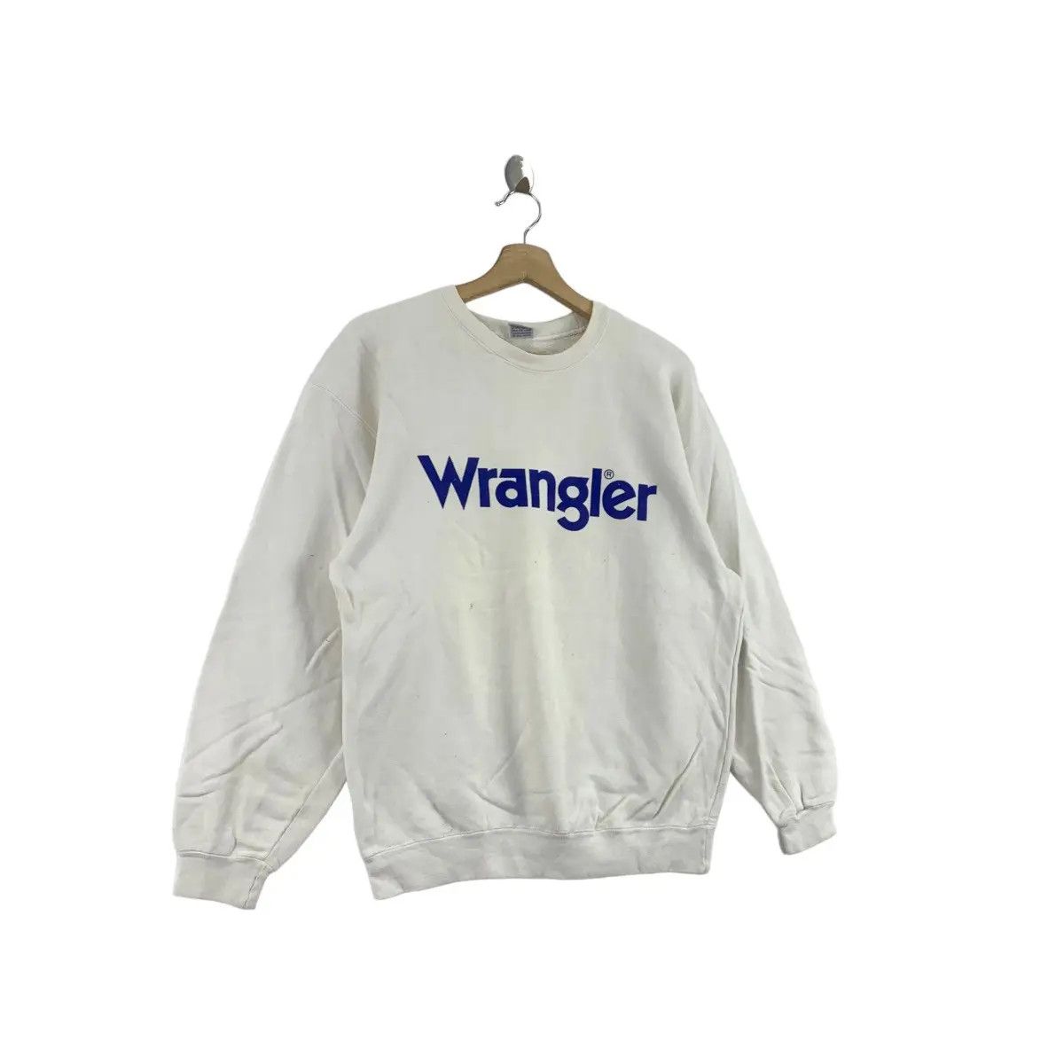 Wrangler Vintage 90s WRANGLER USA Brand Print White Sweatshirt Size US L / EU 52-54 / 3 - 5 Thumbnail