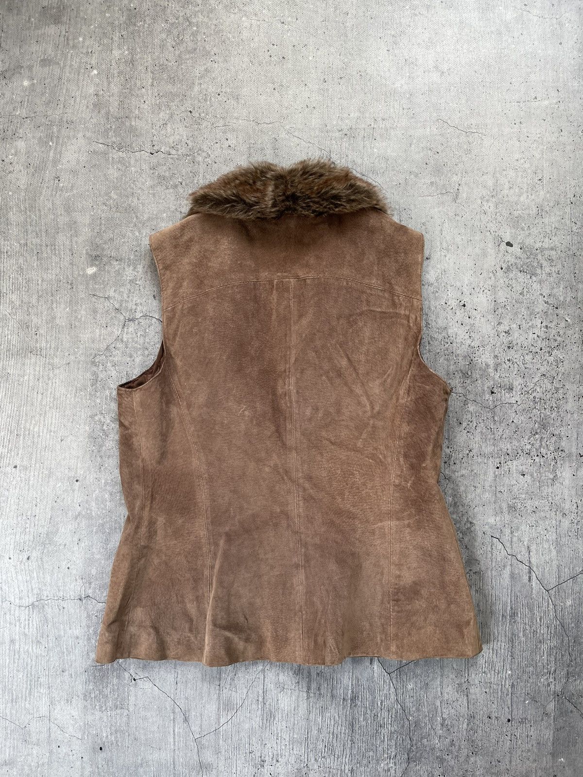 Genuine Leather × Sears × Vintage VINTAGE Y2K LEATHER FUR VEST Size US XS / EU 42 / 0 - 6 Thumbnail