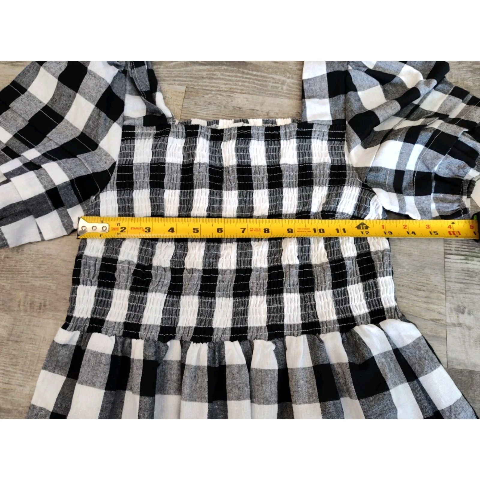 Vintage Grace+Karma Top Womens M Gingham Top Smocked Puff Sleeve Checker Plaid NWT Size M / US 6-8 / IT 42-44 - 7 Thumbnail