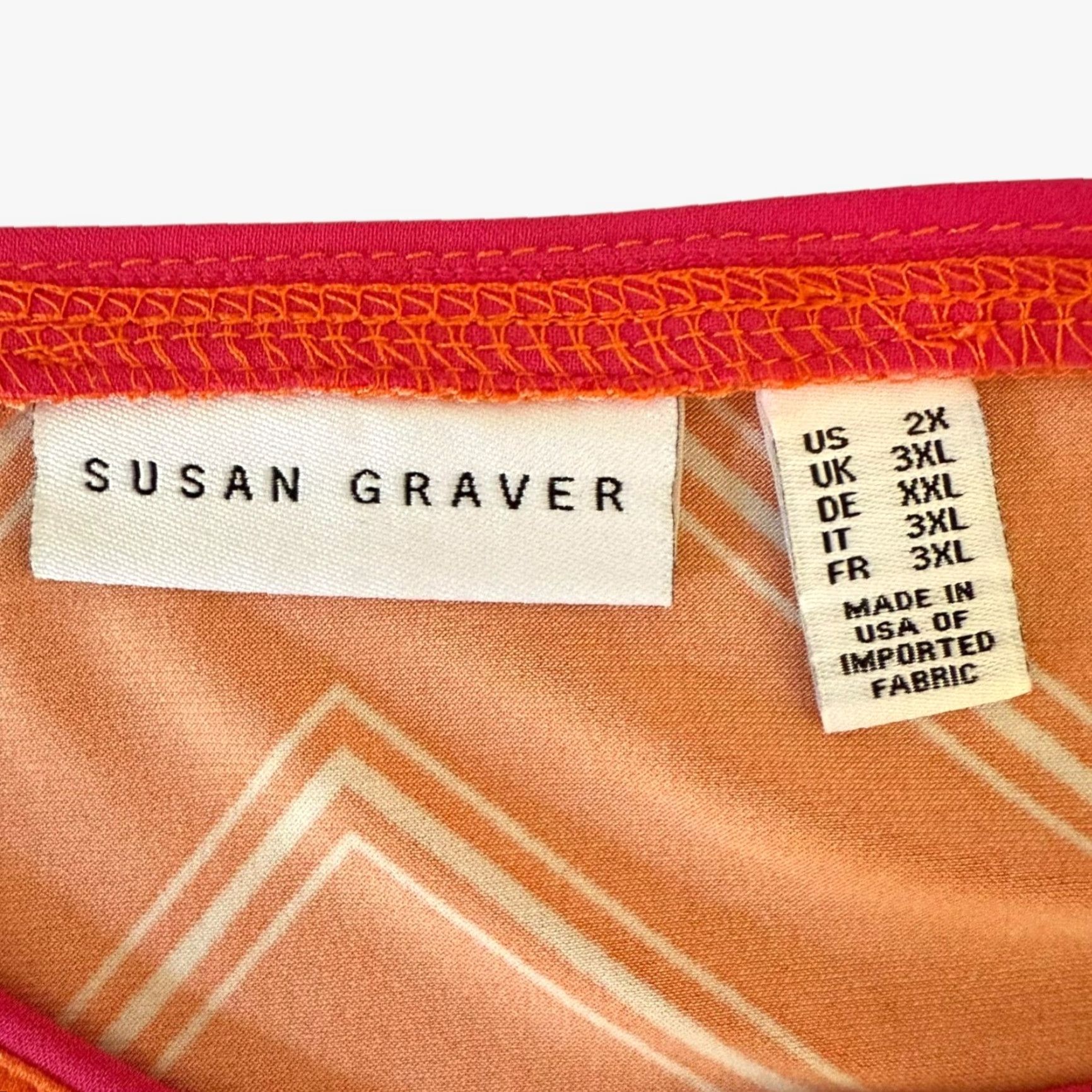 Vintage Susan Graver Striped Liquid Knit V-Neck Top Orange Womens 2X Blouse KnItems? Size XXL / US 16-18 / IT 52-54 - 7 Thumbnail