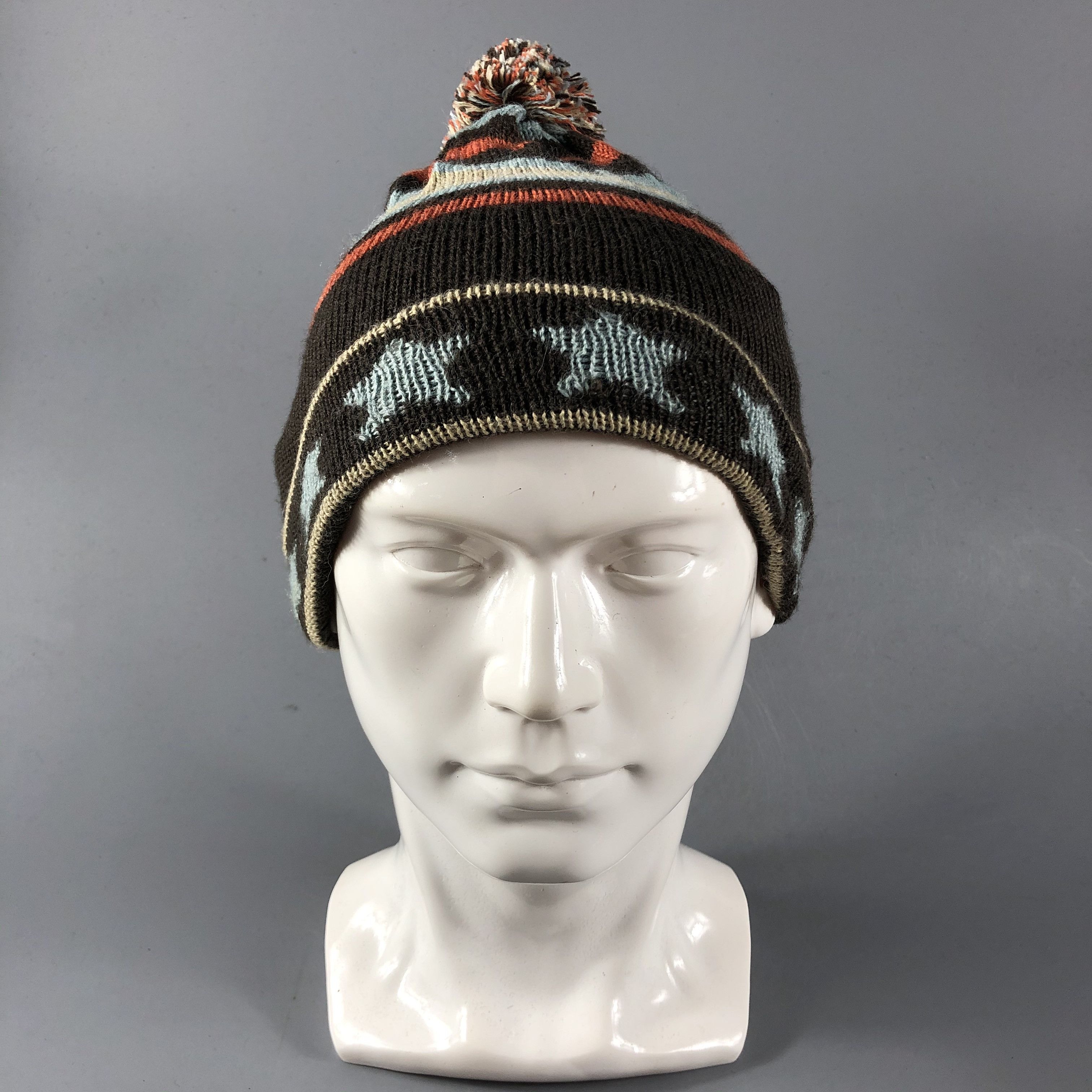 Vintage F.O Kids Striped Bobble Beanie Snowcap Snow Hat B647 Size ONE SIZE - 1 Thumbnail