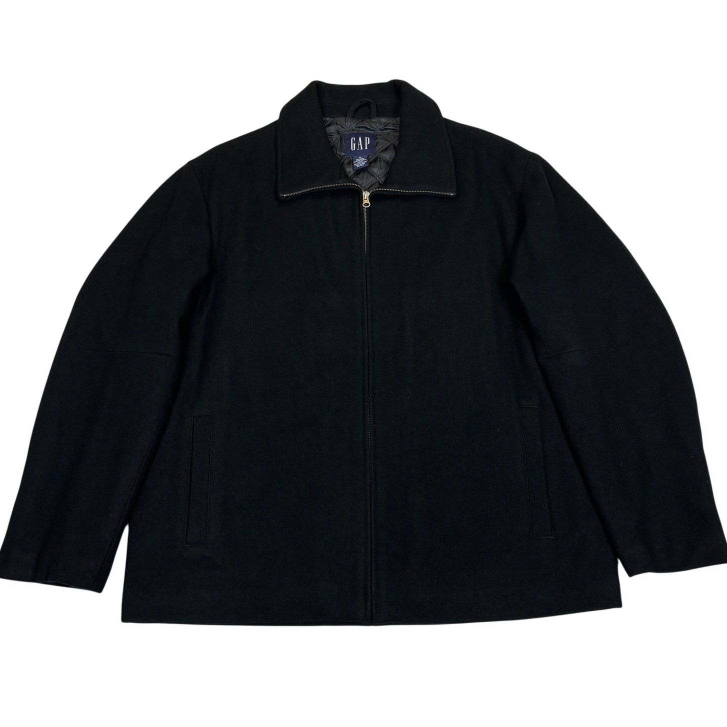 Vintage Gap Wool Zip Jacket Men's XL Quilted Lined Coat y2k