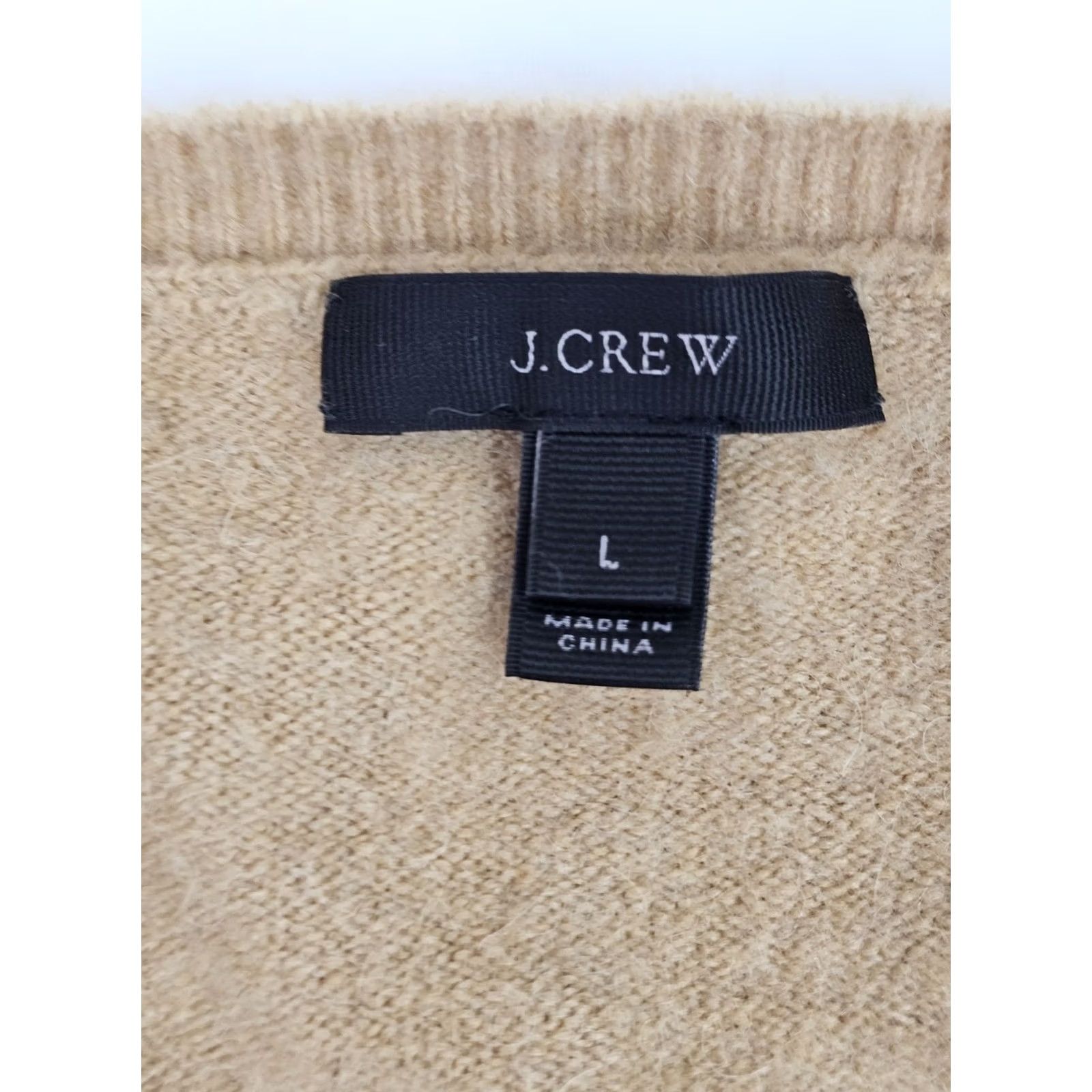 J.Crew J.Crew Merino Wool & Alpaca V-Neck Tunic w/ Pockets Women L – Tan Knit Sweater Size L / US 10 / IT 46 - 2 Thumbnail