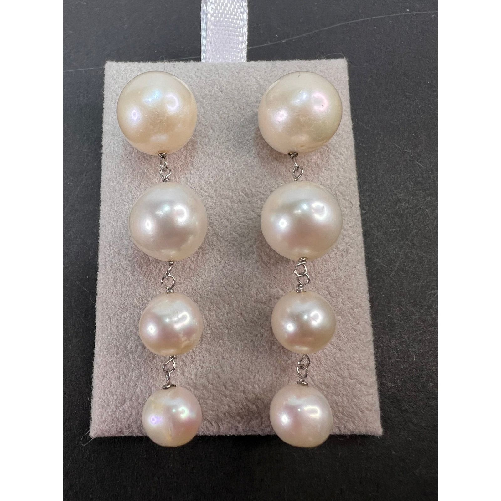 Other Graduated dangling pearl earrings in sterling silver Size ONE SIZE - 9 Thumbnail