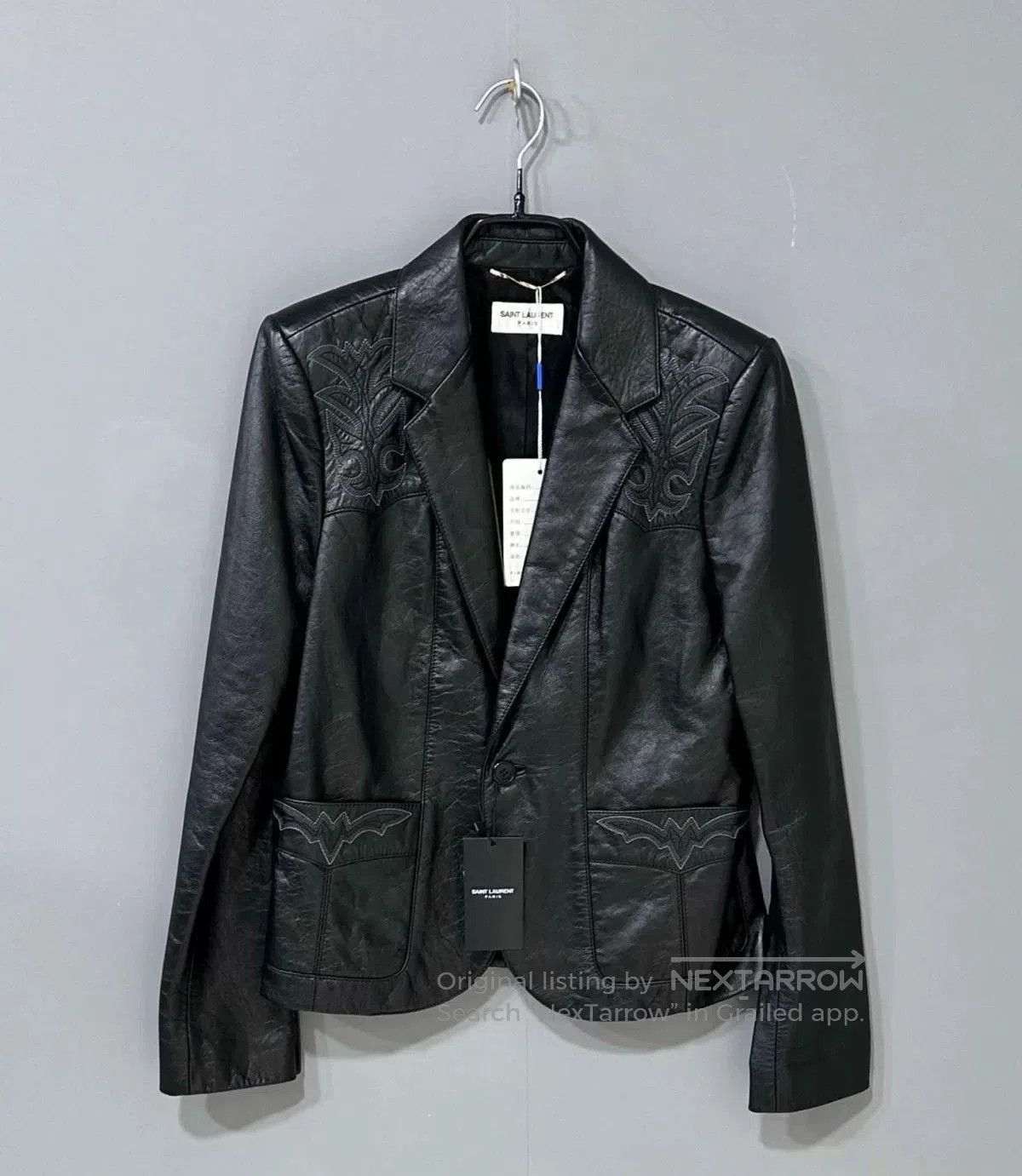 Saint Laurent Paris Saint Laurent Embroidered Leather Blazer. Size S / US 4 / IT 40 - 1 Thumbnail