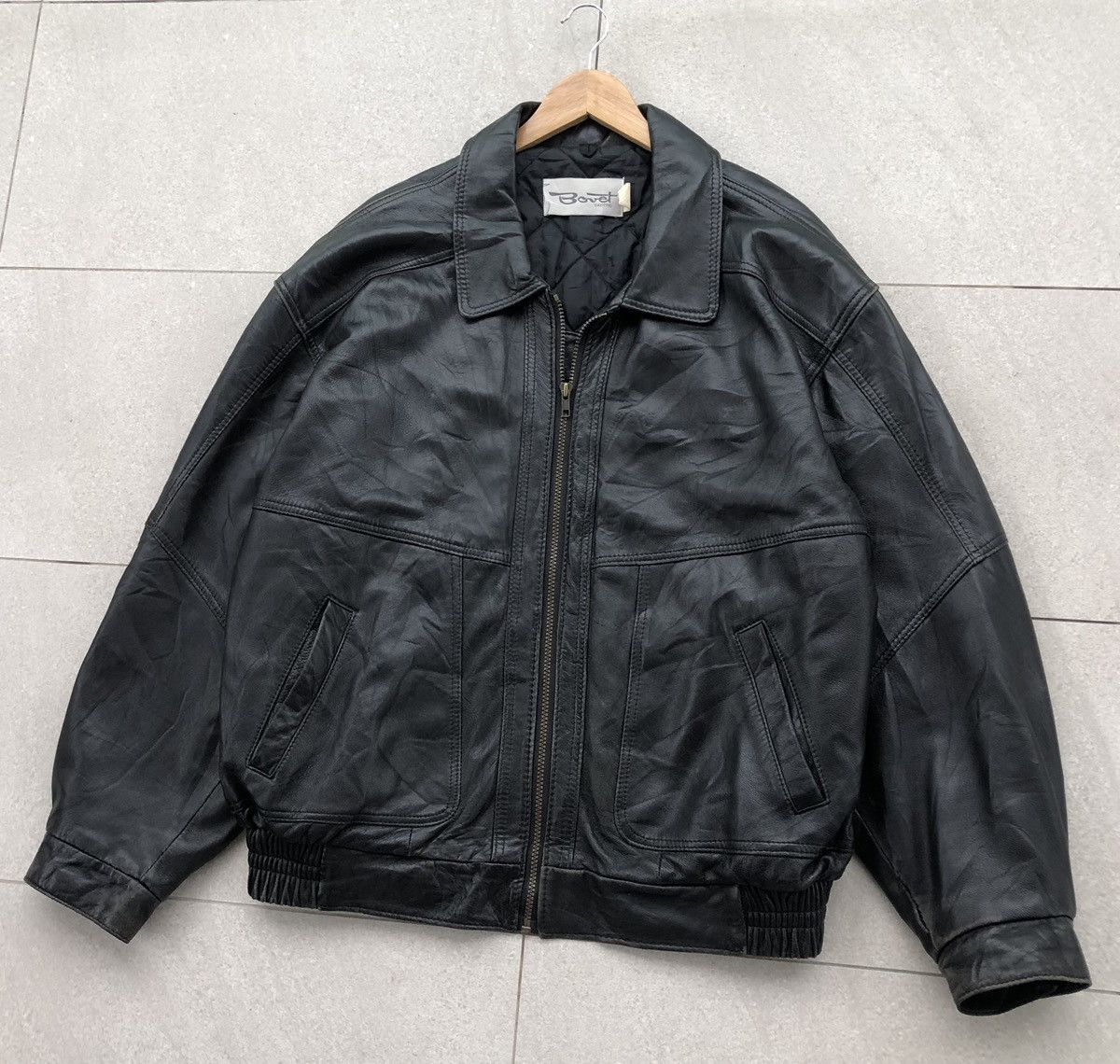 Vintage Vintage BOVET Leather Black Bomber Jacket Made In Canada 🇨🇦 Size US XL / EU 56 / 4 - 2 Thumbnail