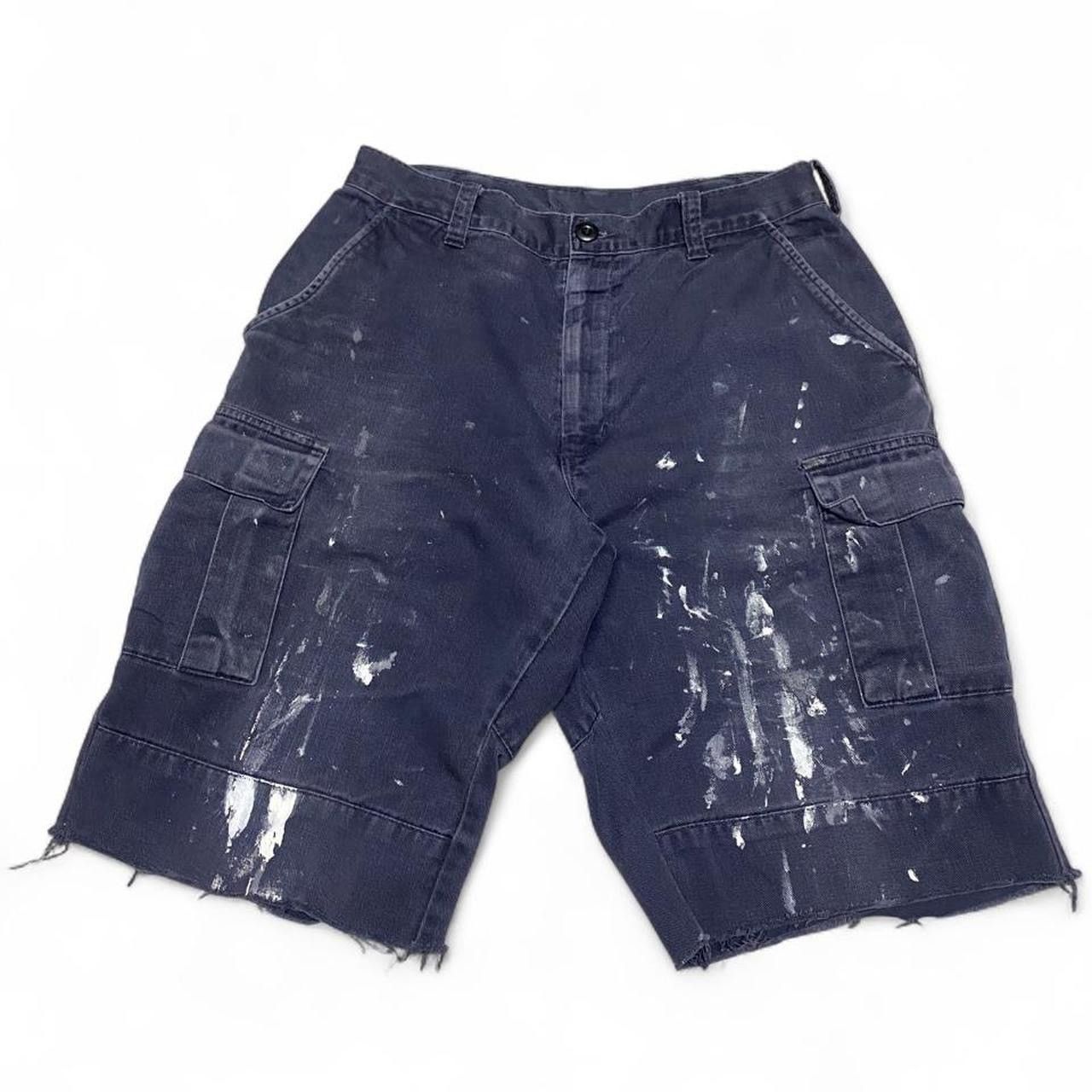 Other Vintage cargo pocket navy canvas paint splattered shorts Size US 31 - 1 Thumbnail