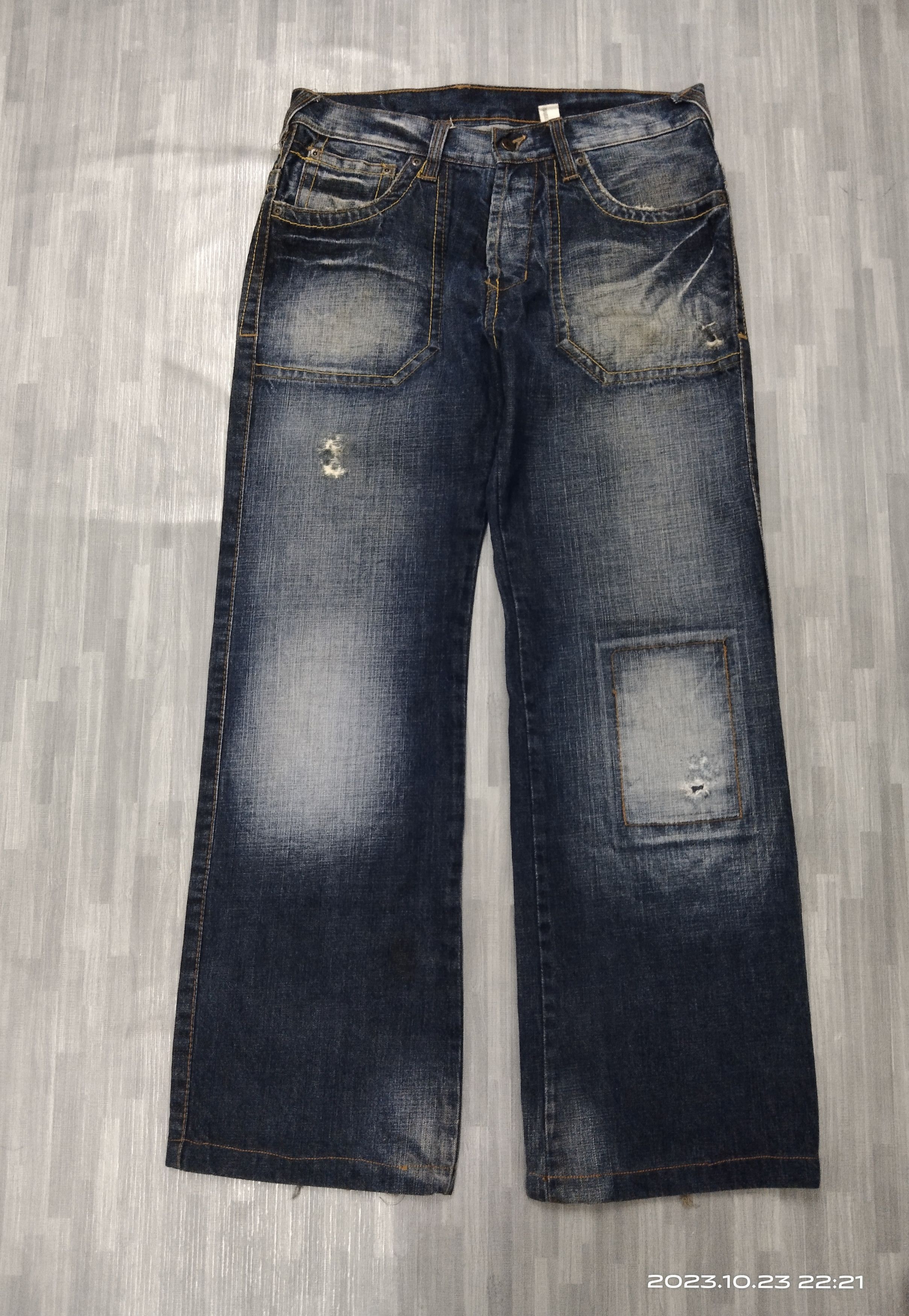 Japanese Brand SICK BAGGY PACTHWORK SICKO 19 DENIM PANTS Size US 33 - 2 Thumbnail