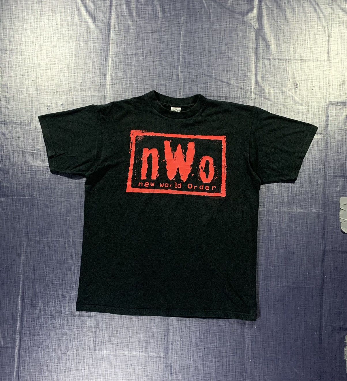 Image of Wcwnwo 1998 OG Wcw Nwo Black Cotton Graphic Print Faded Vintage Tee, Men's (Size XL)