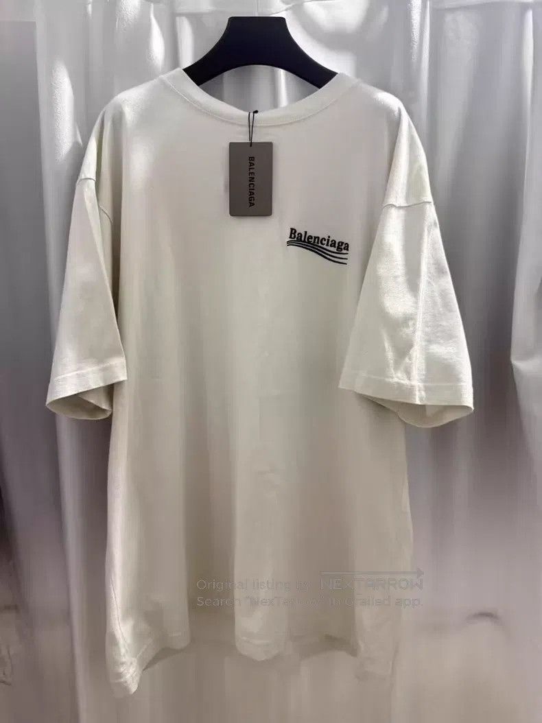Balenciaga Balenciaga White Coke Wave Embroidered Short Sleeve Size US M / EU 48-50 / 2 - 1 Thumbnail