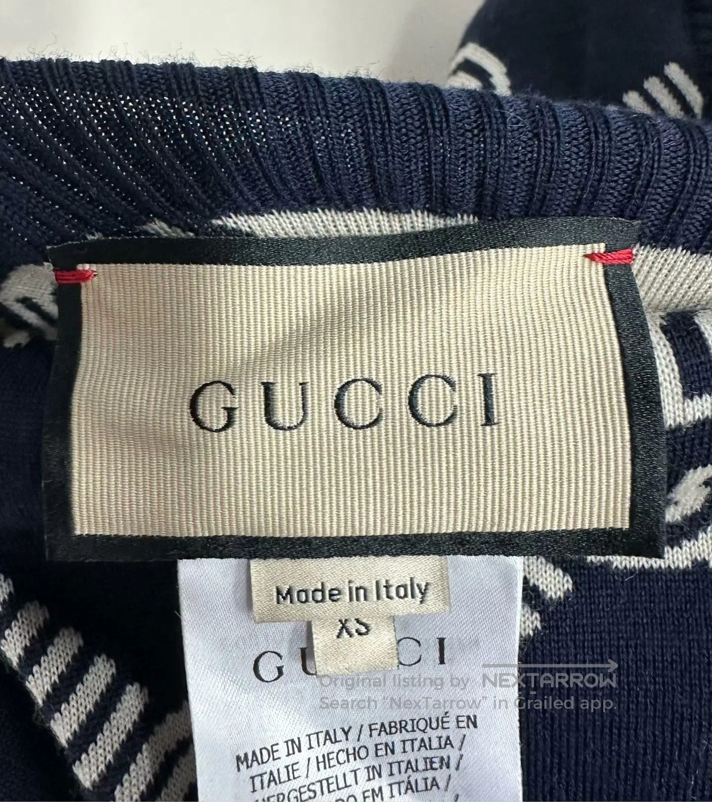 Gucci Guicci Dark blue logo print double-sided wool knit cardiga Size US XS / EU 42 / 0 - 5 Thumbnail