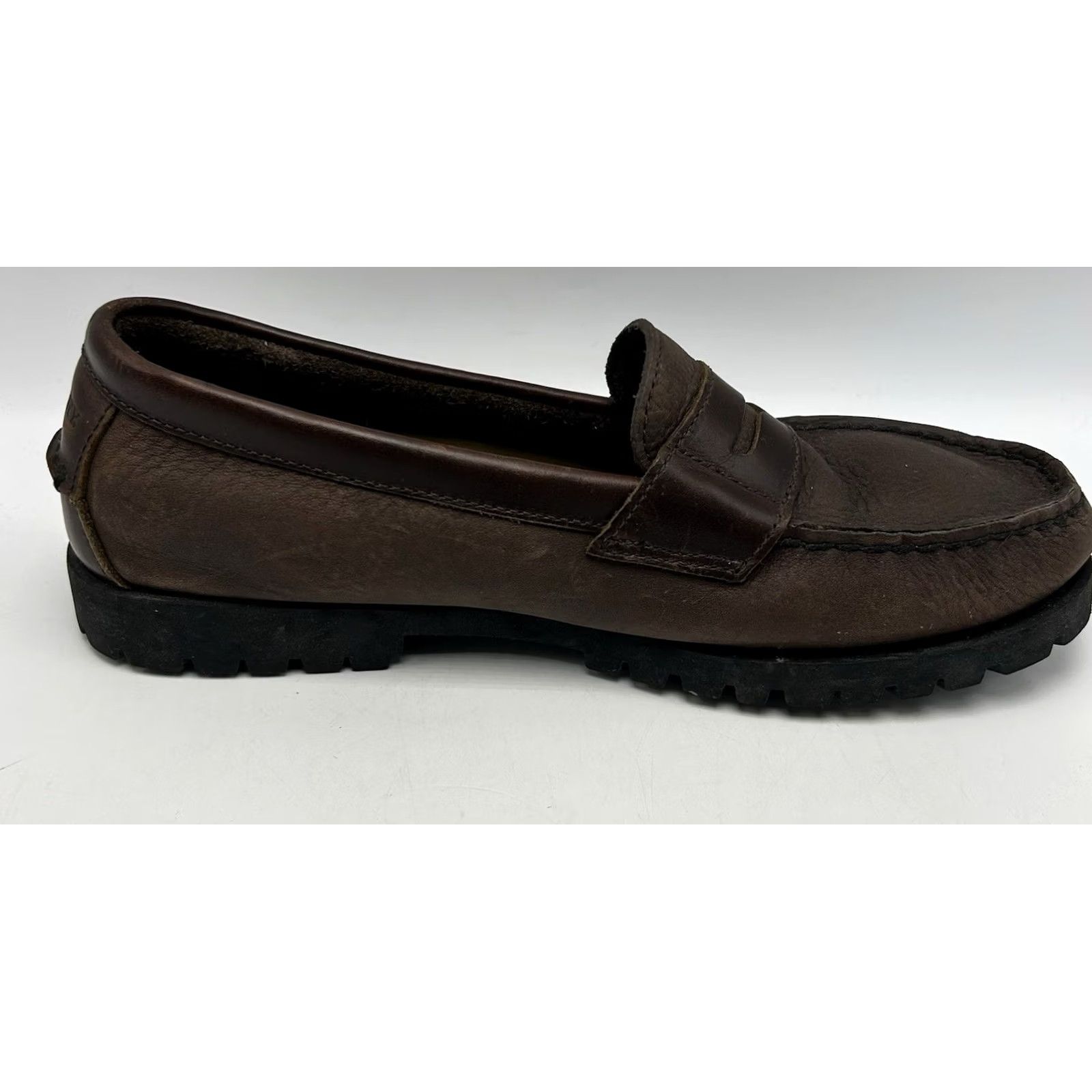Sperry Sperry Topsider Loafer Mens 8.5 M Brown Pebbled Leather Comfort Cushioned Slip On Rubber Lug Sole Preppy 90s City College Equestrian Retro School Size US 9 / EU 42 - 4 Thumbnail