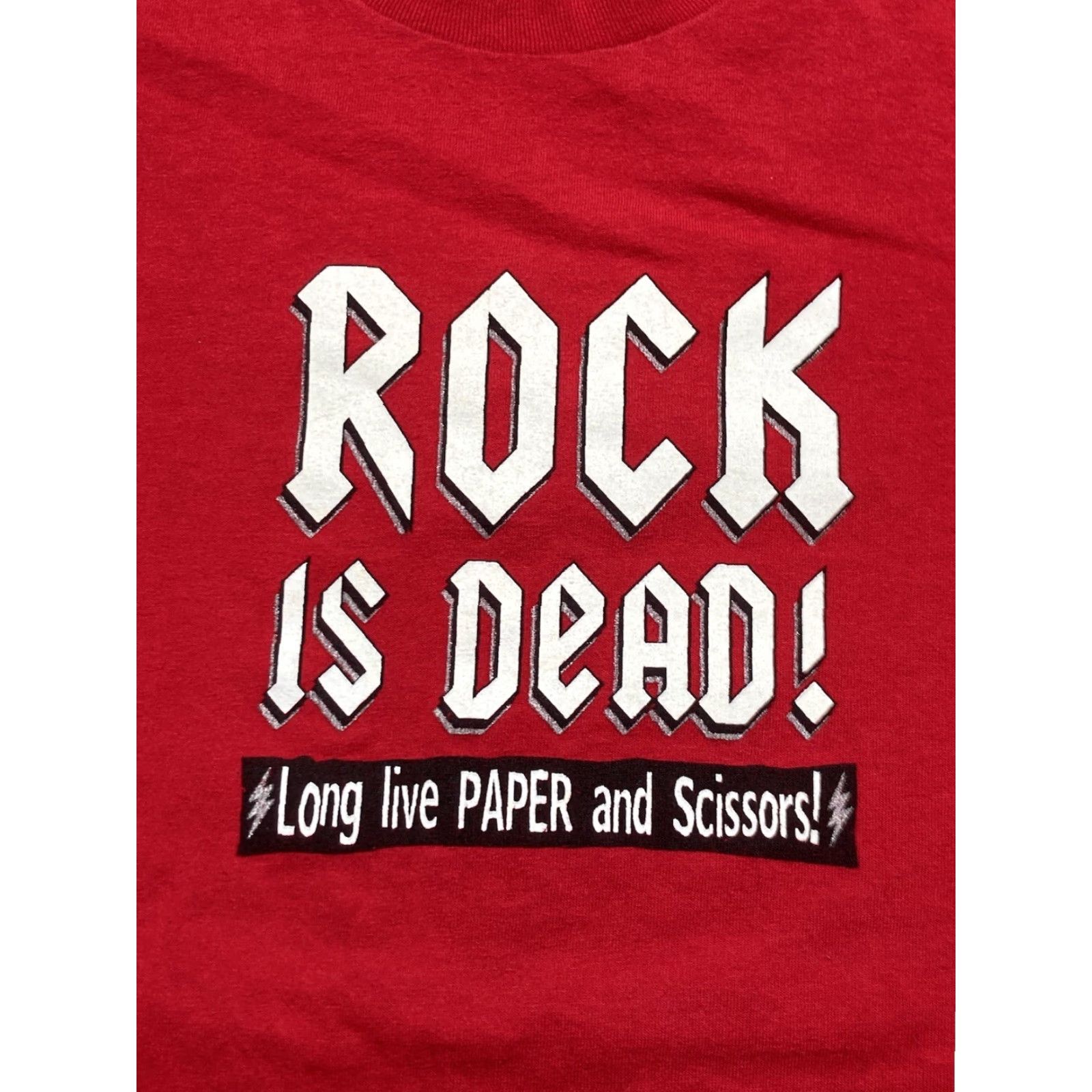 Vintage VINTAGE y2k T SHIRT Rock Is Dead Long Live Paper And Scissors Hot Topic Funny XL Size US XL / EU 56 / 4 - 2 Thumbnail