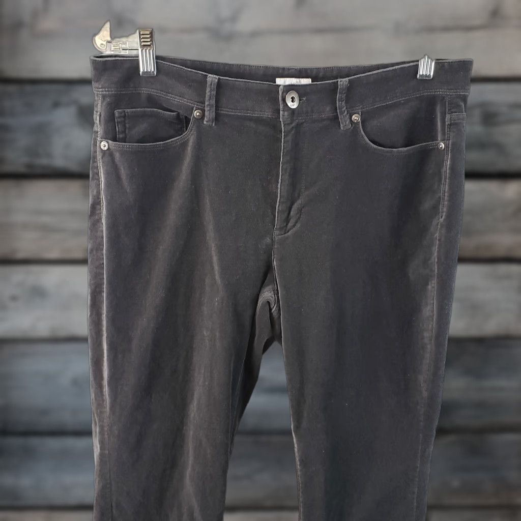J. Jill J. Jill Womens Skinny Pants Sz 10 Gray Velour Cotton Blend Mid Rise Size 32" / US 10 / IT 46 - 1 Thumbnail