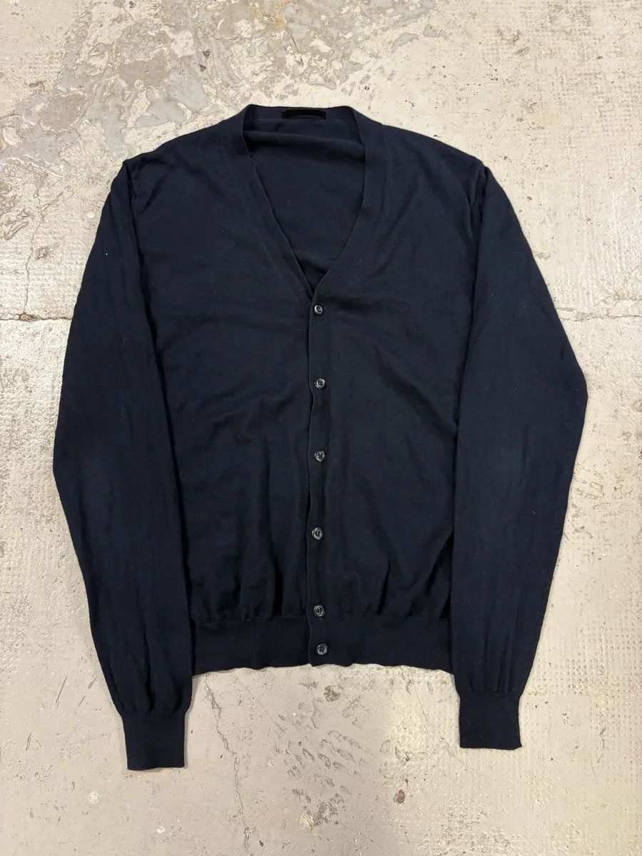 Designer × Prada × Vintage Prada Navy Minimalist Cardigan Sweater Size US S / EU 44-46 / 1 - 9 Thumbnail