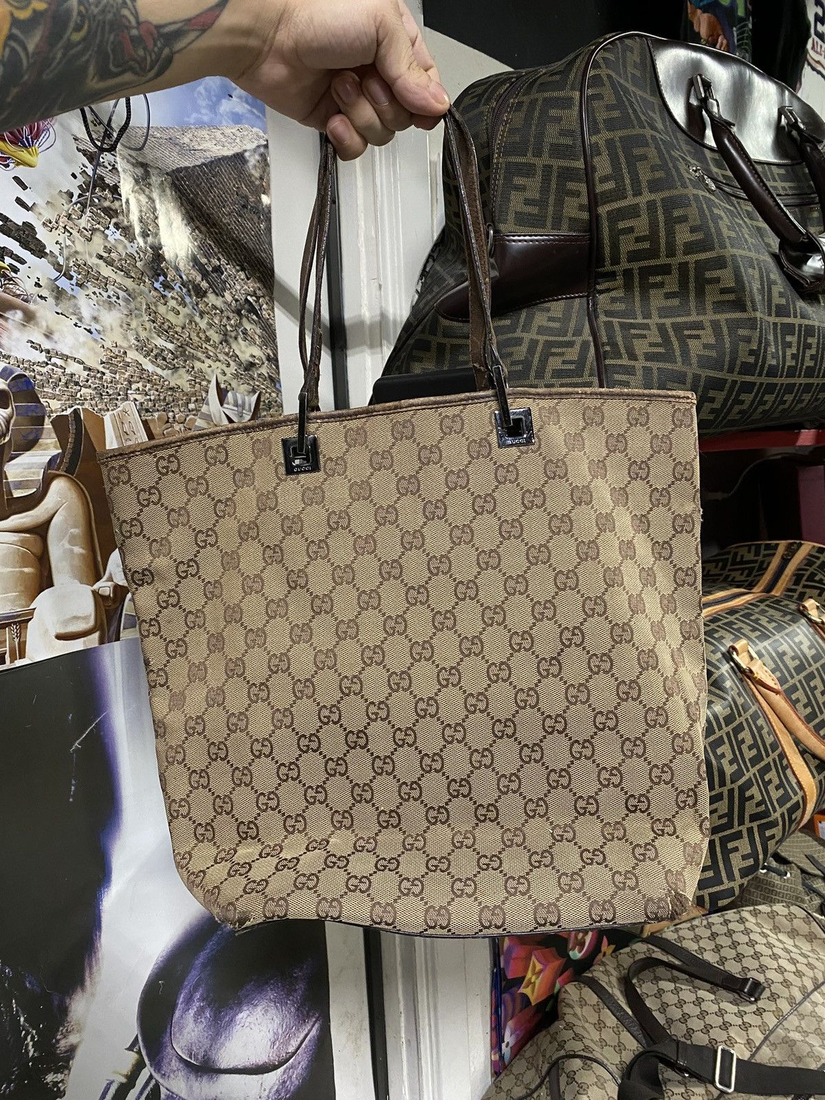 Gucci Gucci GG Monogram Tote Bag Canvas Leather Women’s Handbag Size ONE SIZE - 3 Thumbnail