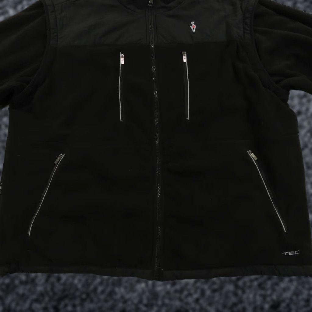 Vintage SCOTTeVEST Jacket Mens 2XL Fleece Zip Convertible Hooded TEC Utility 2 in 1 Jacket Shirt Mens Black 2XL 3-in-1 Zip Pockets Size US XXL / EU 58 / 5 - 1 Thumbnail
