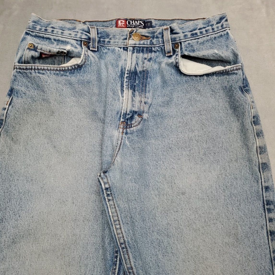 Ralph Lauren VINTAGE Chaps Ralph Lauren Jeans Mens 34x32 Loose Fit 5 Pocket Stone Wash Y2K Denim Blue 34 Mens Jeans 90s USA American Size US 34 / EU 50 - 3 Thumbnail