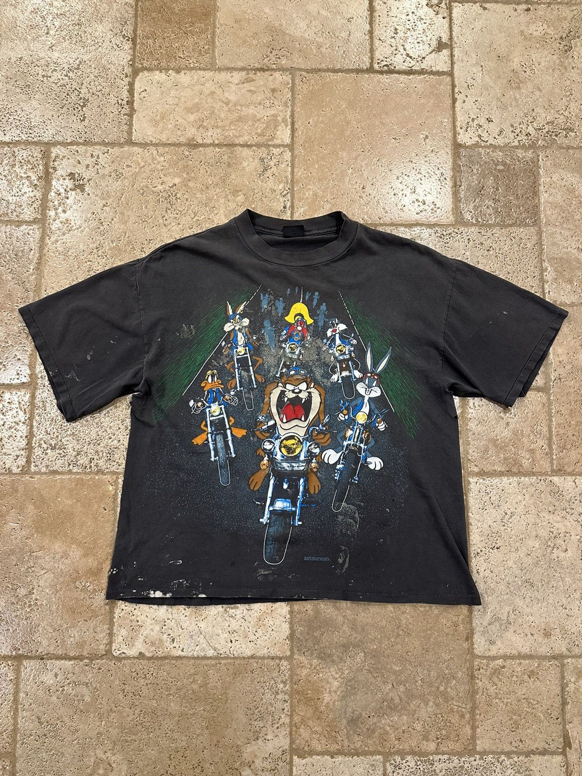 Cartoon Network Vintage Looney Tunes 1993 Motorcycle Biker Faded T-Shirt Size US XL / EU 56 / 4 - 6 Thumbnail