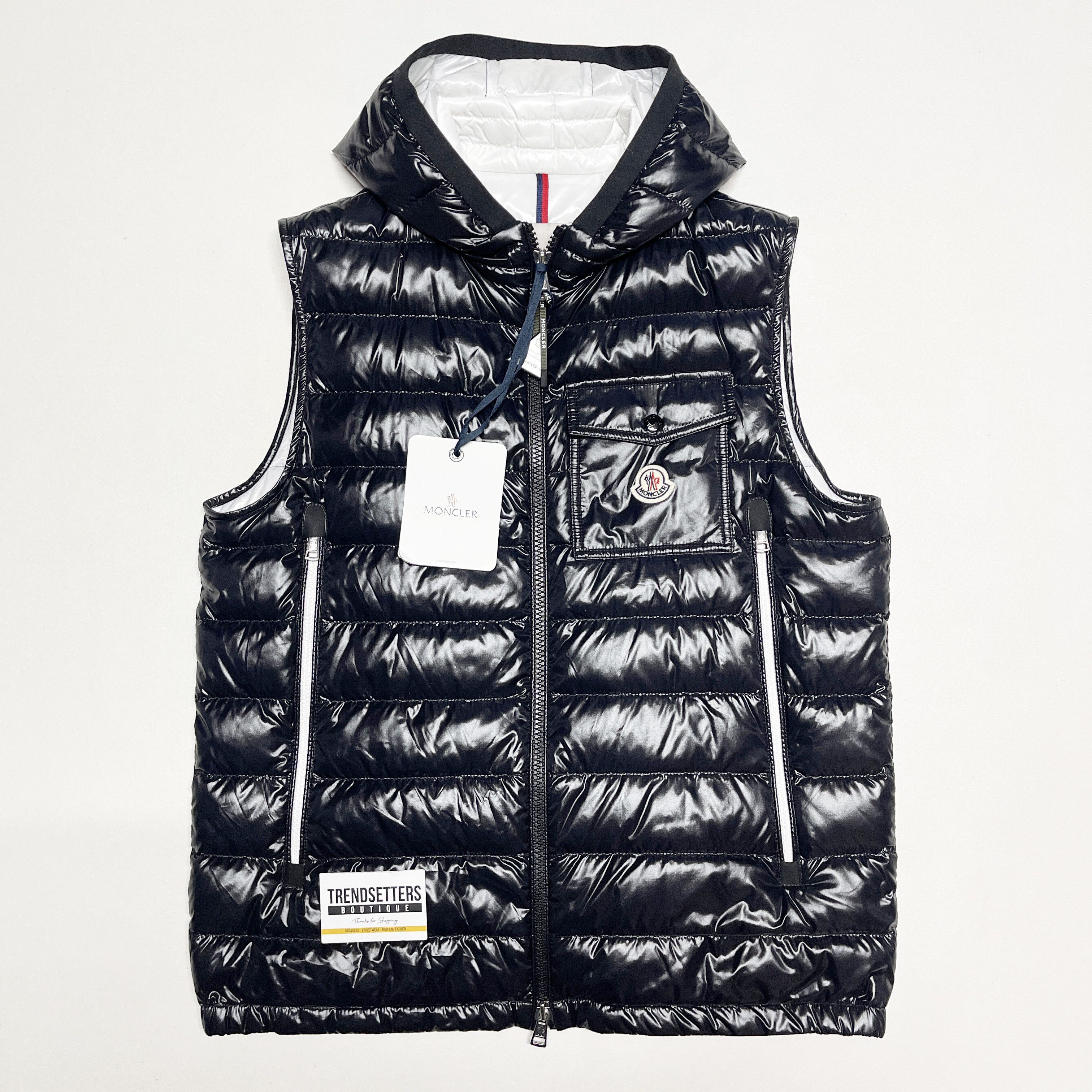 image of Moncler Ragot Padded Sleeveless Down Vest Jacket in Black, Men's (Size XL)