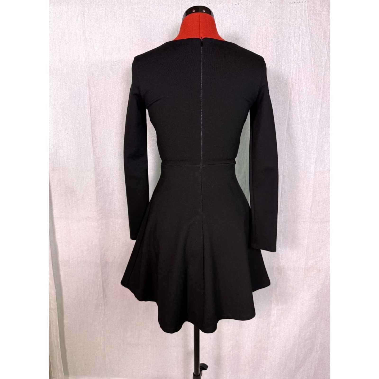 Lulus Lulus Black Long Sleeve Midi Dress Rayon Blend XS D494 Women's Casual Size XS / US 0-2 / IT 36-38 - 3 Thumbnail