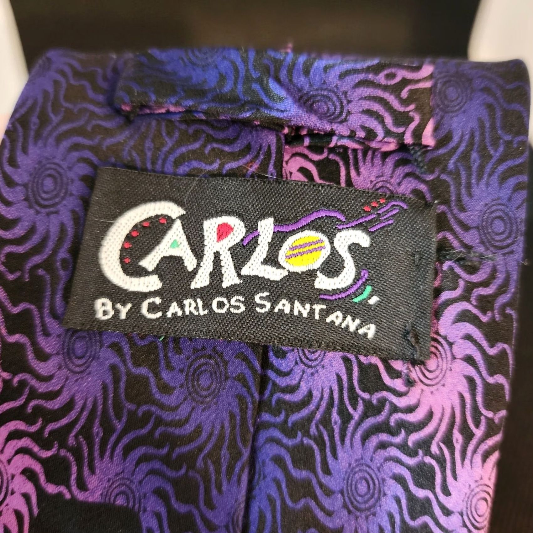 Carlos Santos Carlos Santana Silk Tie Purple Blue Swirl Psychedelic Mens Neck Tie 57"-60" Classic Tie Mens Purple Size ONE SIZE - 6 Thumbnail