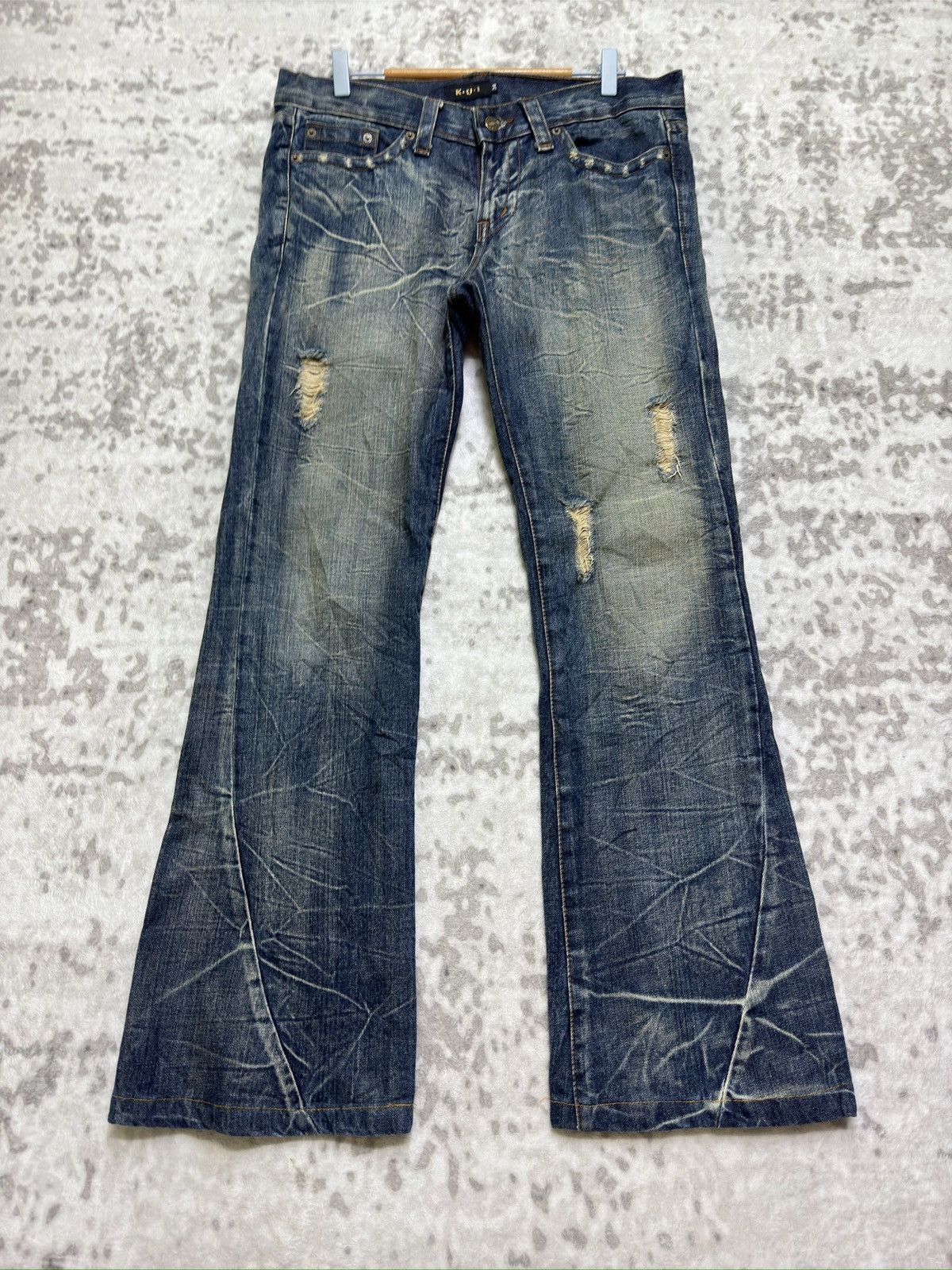 Hysteric Glamour K.U.I Japanese Distressed Flare Jeans Clawmark Archive Denim Size US 34 / EU 50 - 1 Thumbnail