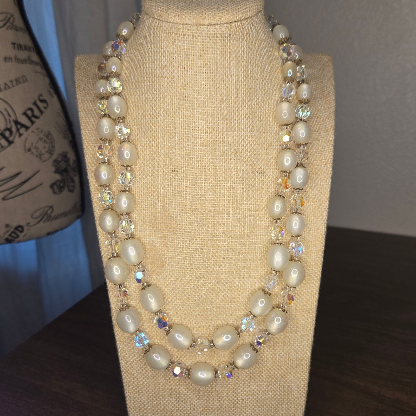 Marella Vintage Marvella Moonglow & Crystal Double Strand Necklace Size ONE SIZE - 11 Thumbnail