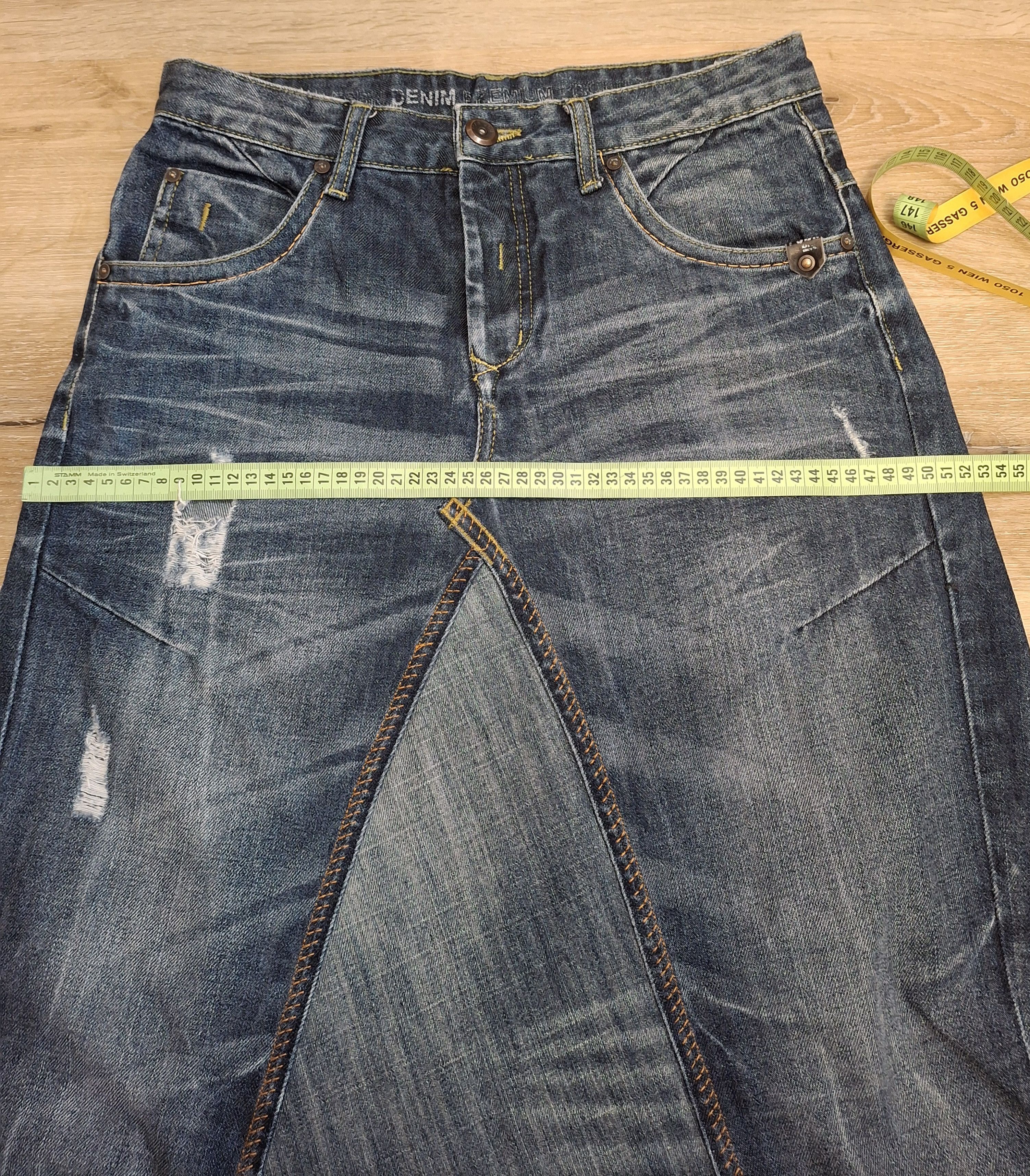 Handmade Avant Garde Deconstructed Rigid Denim Maxi Skirt Size 32" / US 10 / IT 46 - 12 Thumbnail