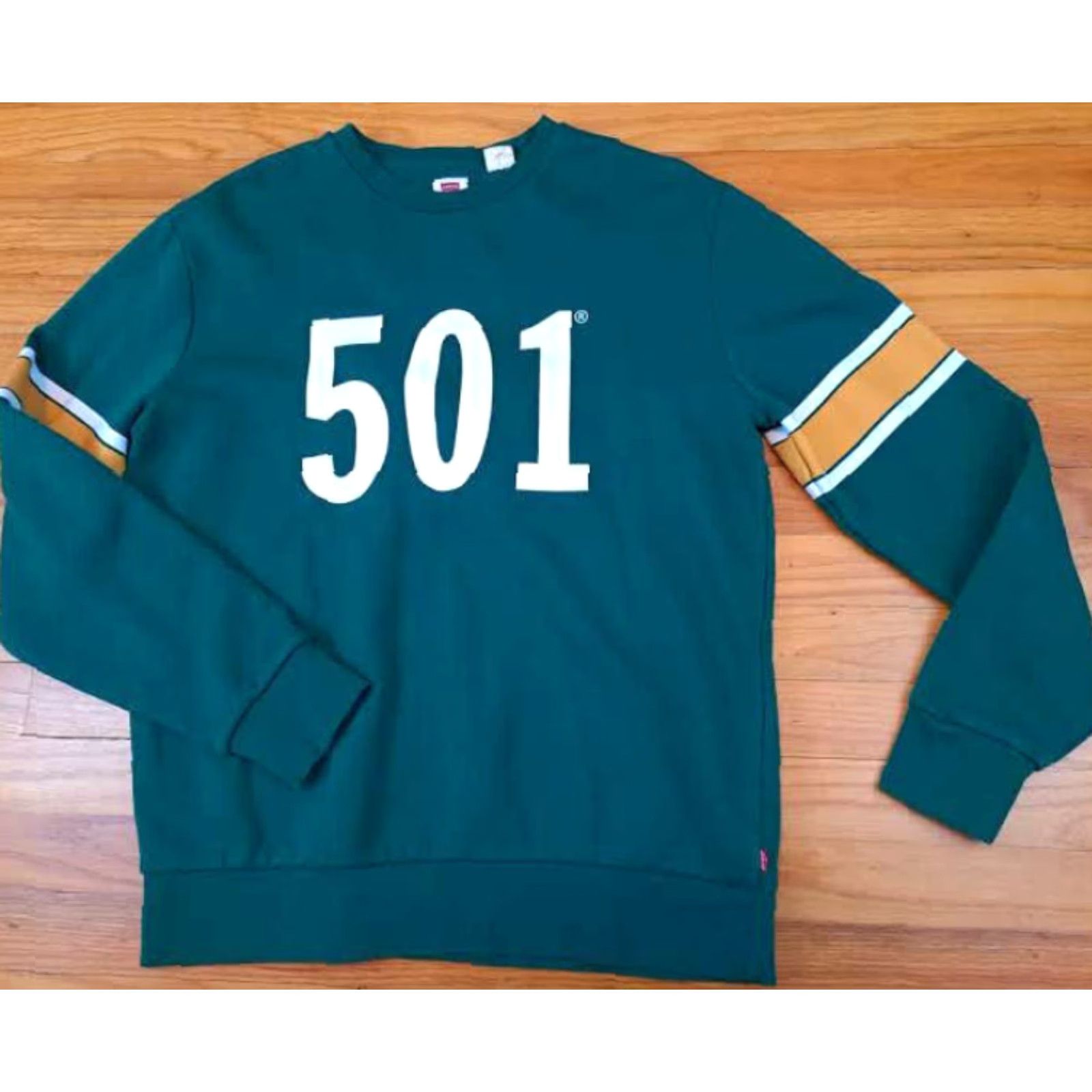 Levi's VINTAGE Levi's 501 Jersey Sweatshirt Green Rugby M Unisex Adults Pullover Sweatshirt Men Women Green 25in long 22in pit to pit Size US M / EU 48-50 / 2 - 2 Thumbnail