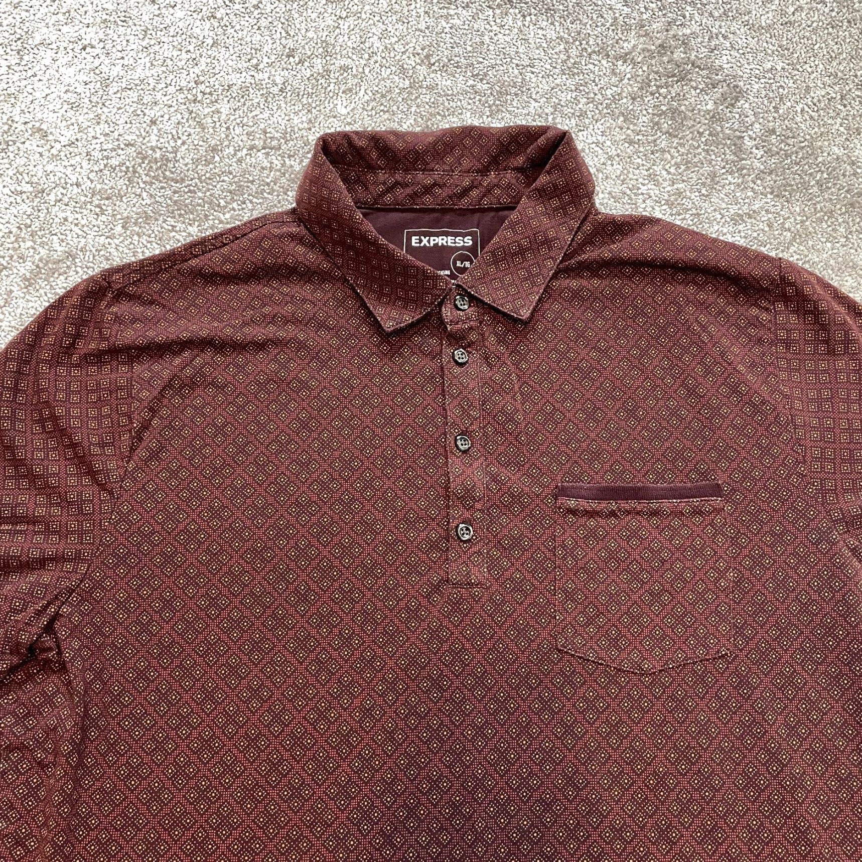 Express Express Polo Shirt Mens XL Dark Red Pocket Collared Moisture Wicking Stretch Polo Shirt Mens XL Dark Red Pocket Collared Moisture Wicking Stretch Size US XL / EU 56 / 4 - 2 Thumbnail