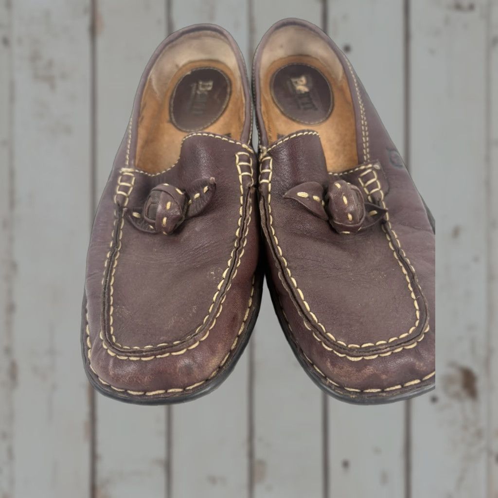 Born Born Women's Leather Flat Mules Size 7 Brown Casual Slip-On Comfort City Size US 7 / IT 37 - 1 Thumbnail