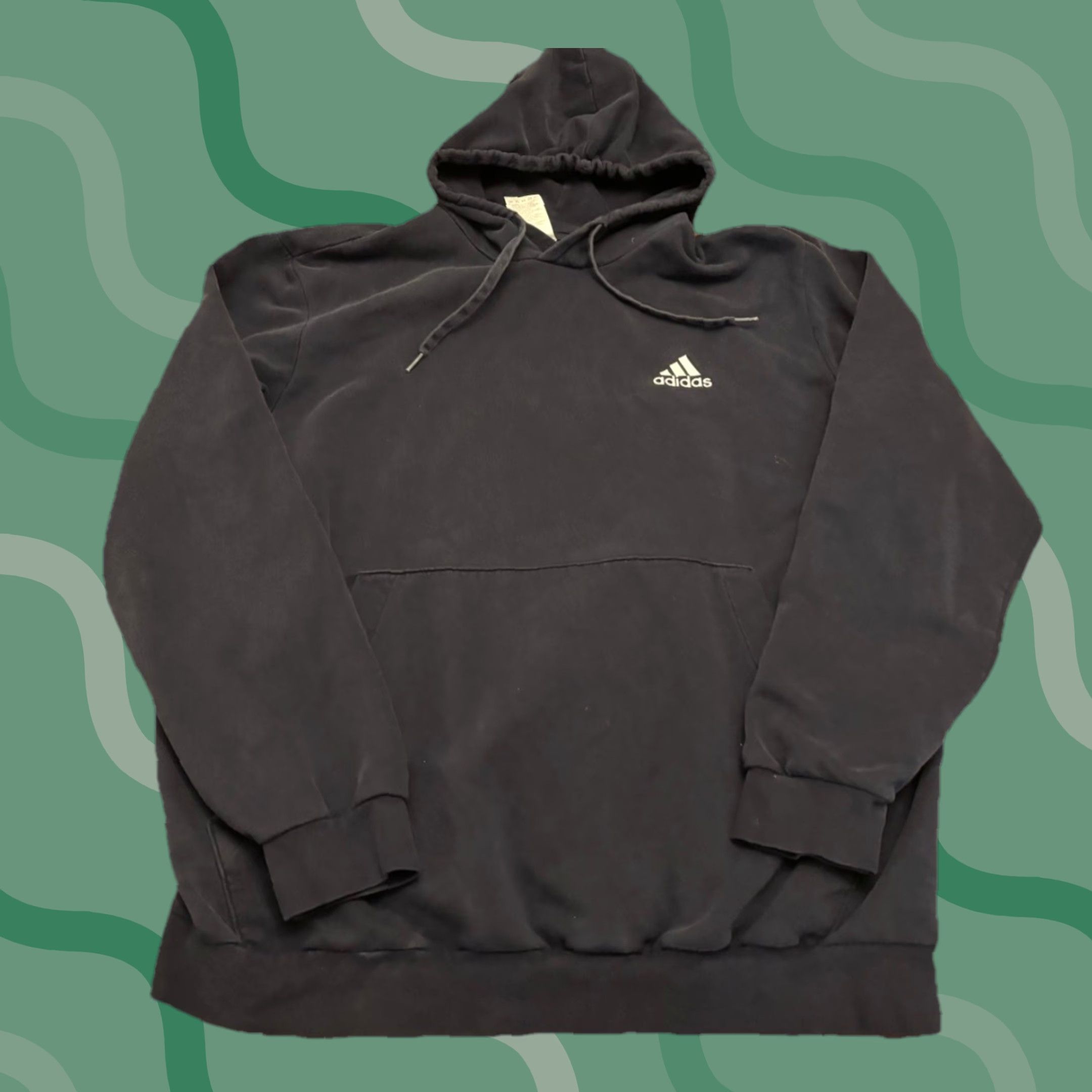 Adidas VINTAGE adidas Hoodie Mens 2XL Blue Logo Sweatshirt Pullover Hooded Heavyweight Pockets Knit Cotton Settle Size US XXL / EU 58 / 5 - 1 Thumbnail