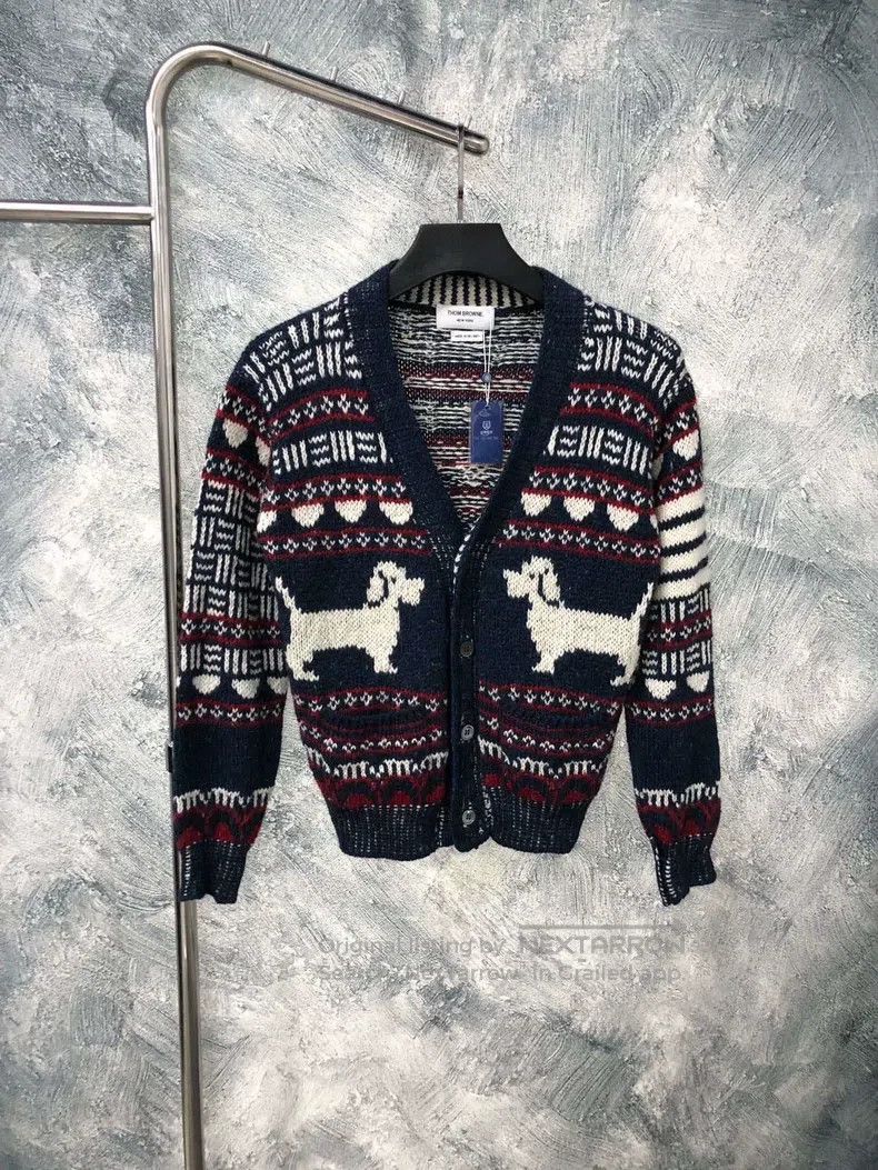 Thom Browne Thom Browne Patterned Knit Cardigan - Blue Size US M / EU 48-50 / 2 - 1 Thumbnail