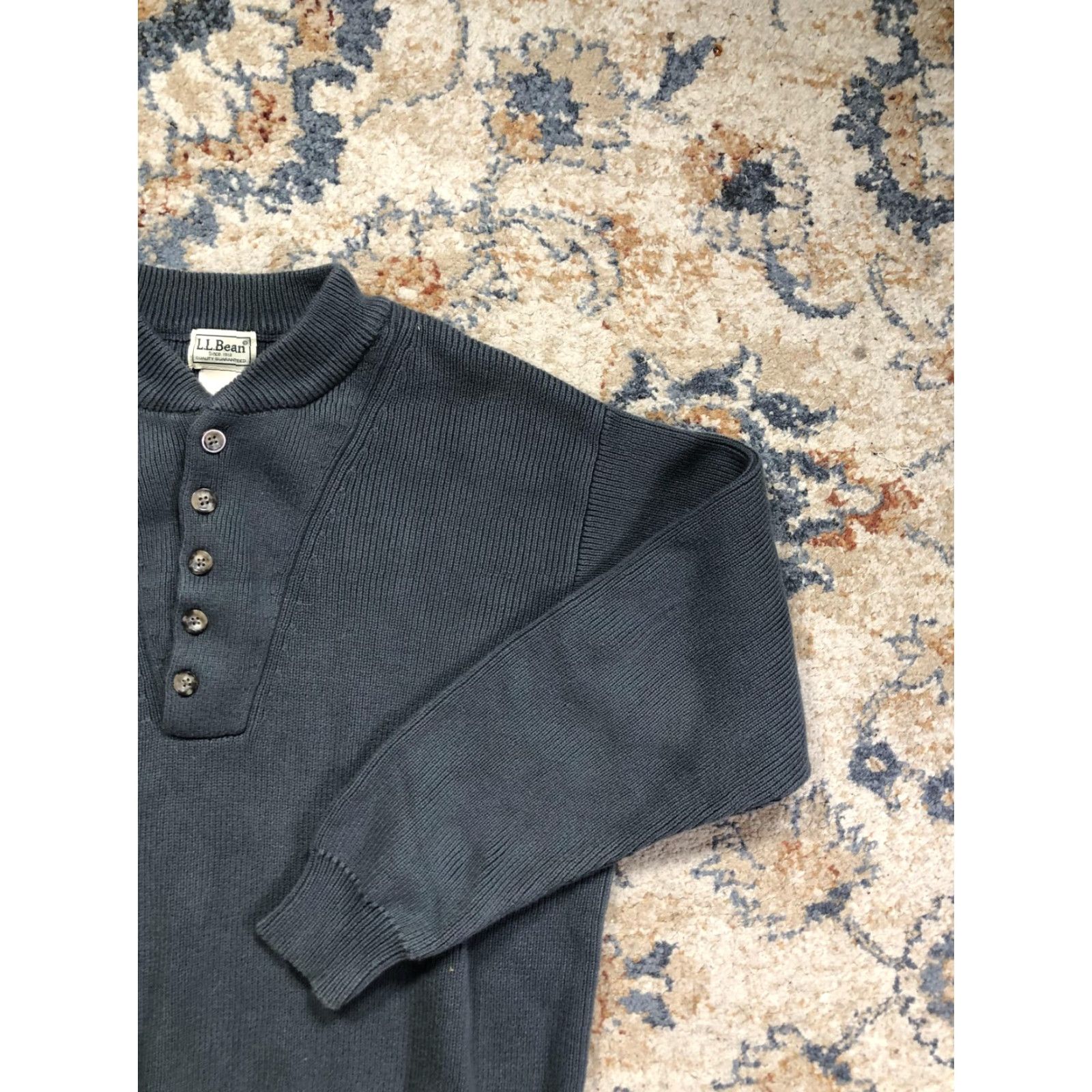 Vintage LL Bean Sweater Mens Large Blue Henley Cotton Knit Long Sleeve Crewneck Pullover Crew Neck MENS Knit Henley Solid 100% Cotton Size US L / EU 52-54 / 3 - 4 Thumbnail