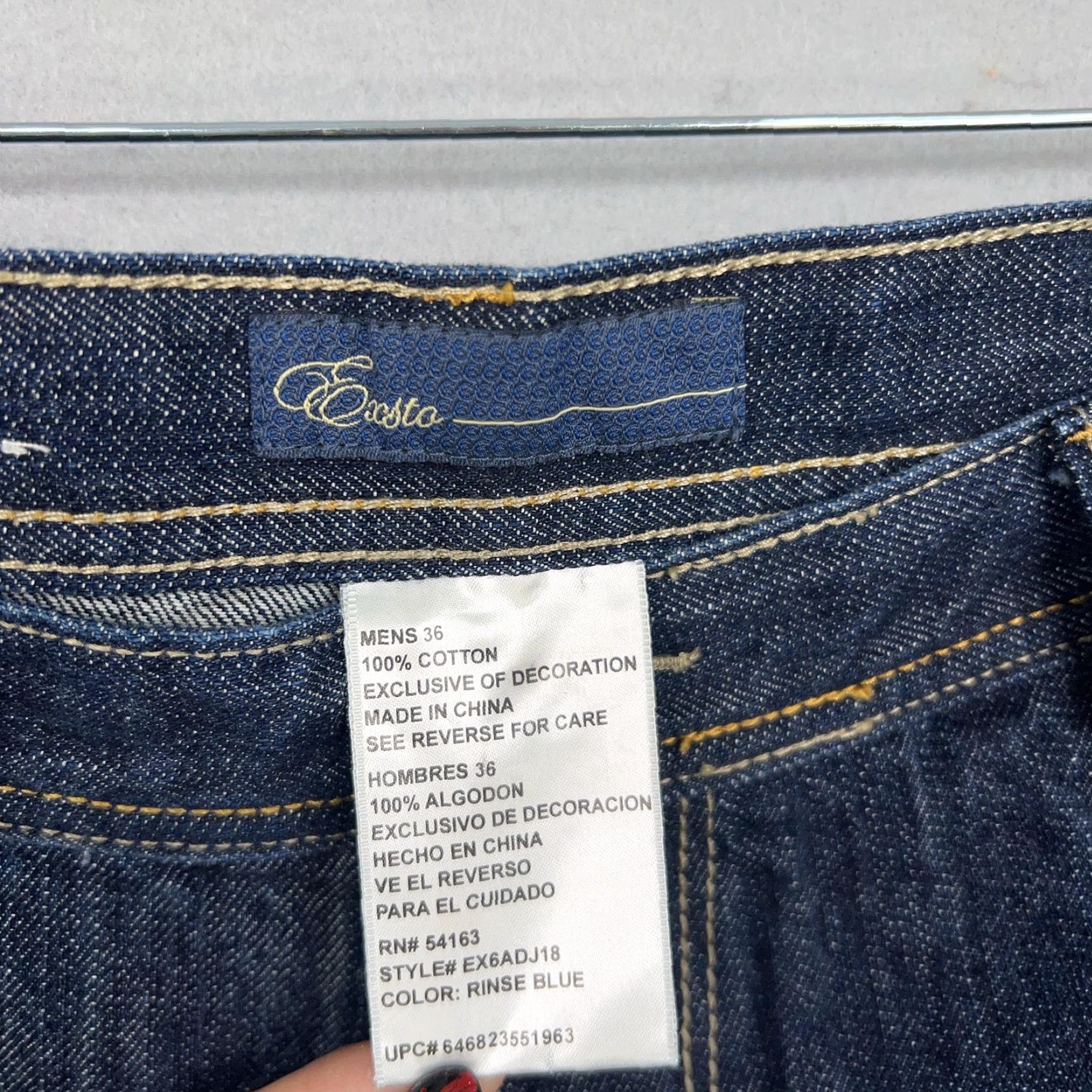 Denime Exsto Jeans Mens 36 Dark Wash Denim Straight Leg Baggy Logo Back Graphic Skater Size US 36 / EU 52 - 6 Thumbnail